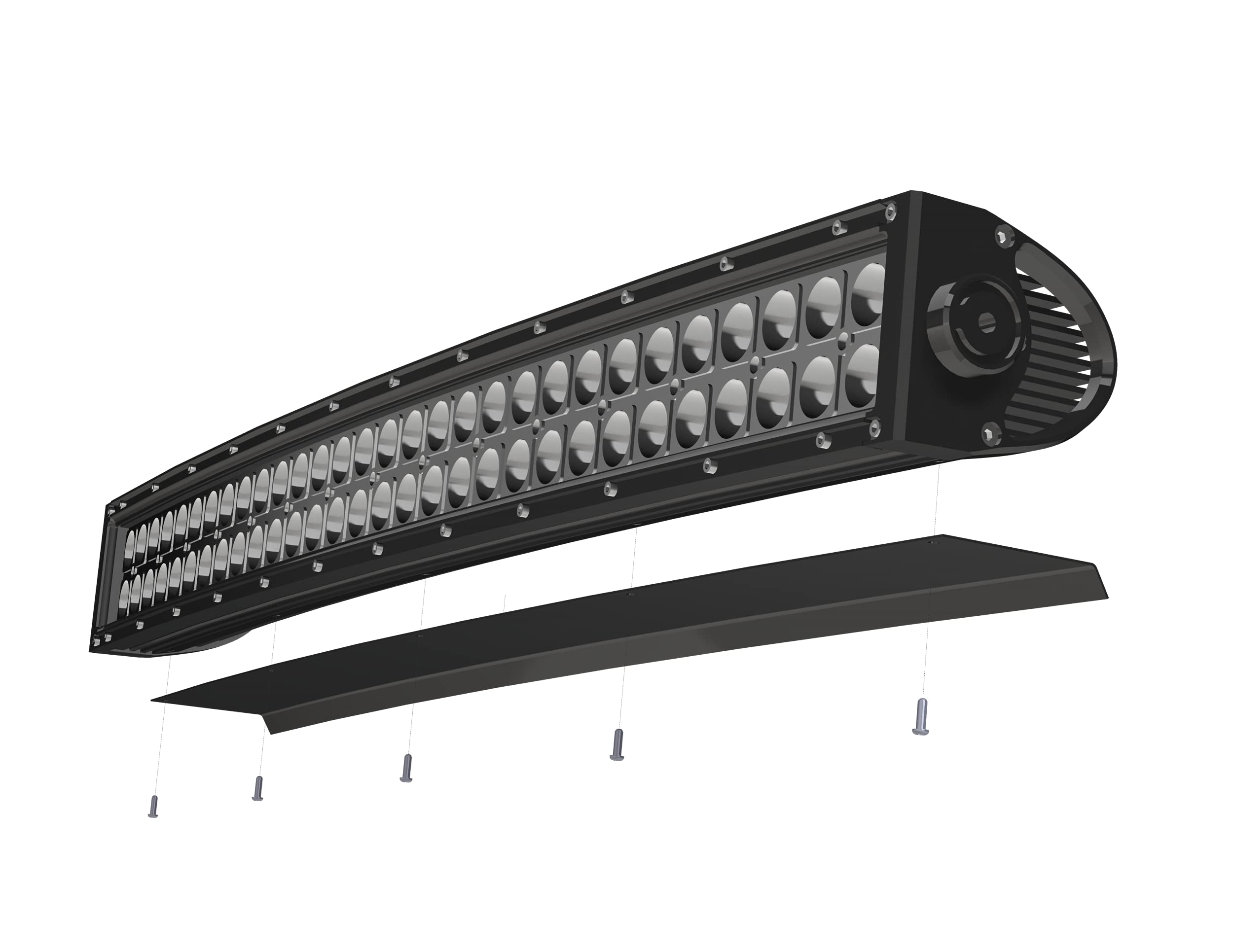 50 Inch Curved Double Row LED Light Bar with Black Aluminum Noise Cancelling Wind Diffuser - Perfect for Off-Road Trucks, Jeeps & ATVs in Harsh Weather Conditions
