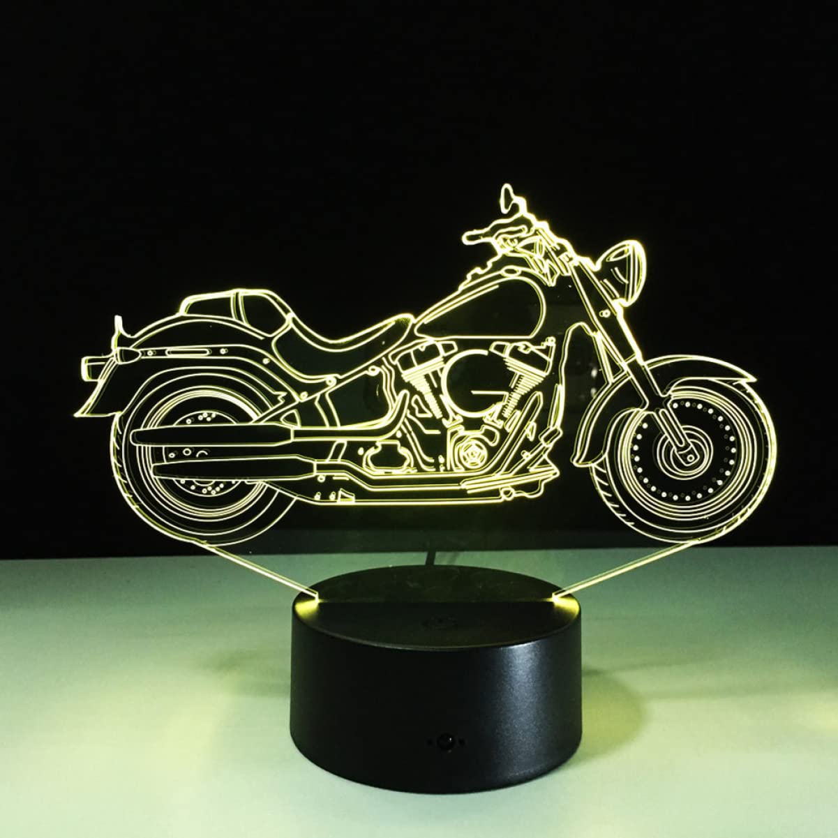 Uonlytech 3D Illusion LED Desk Lamp - Motorcycle Night Light with Touch Switch, Adjustable Brightness for Bedroom, Office & Gaming Room | Perfect Motocross Decor & Reading Light