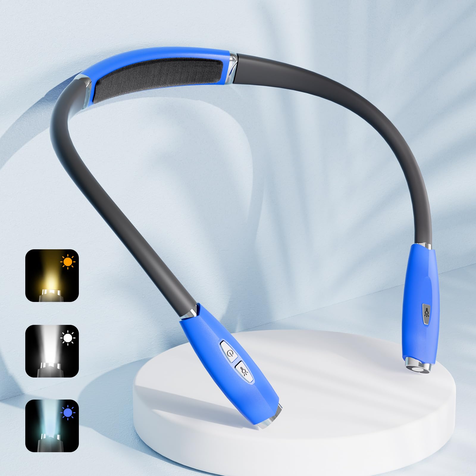 Rechargeable LED Neck Reading Light - Adjustable 3 Brightness Levels, Bendable Arms for Bedtime Reading, Long-Lasting Portable Book Light | Perfect for Night Reading, Studying, Travel & Camping