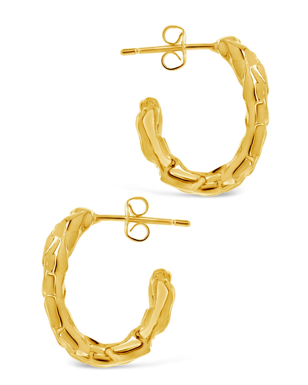 Mavis CZ Molten Metal Folded Hoop Earrings for Women - Trendy Gold & Silver Statement Jewelry - Perfect for Parties, Weddings & Everyday Wear