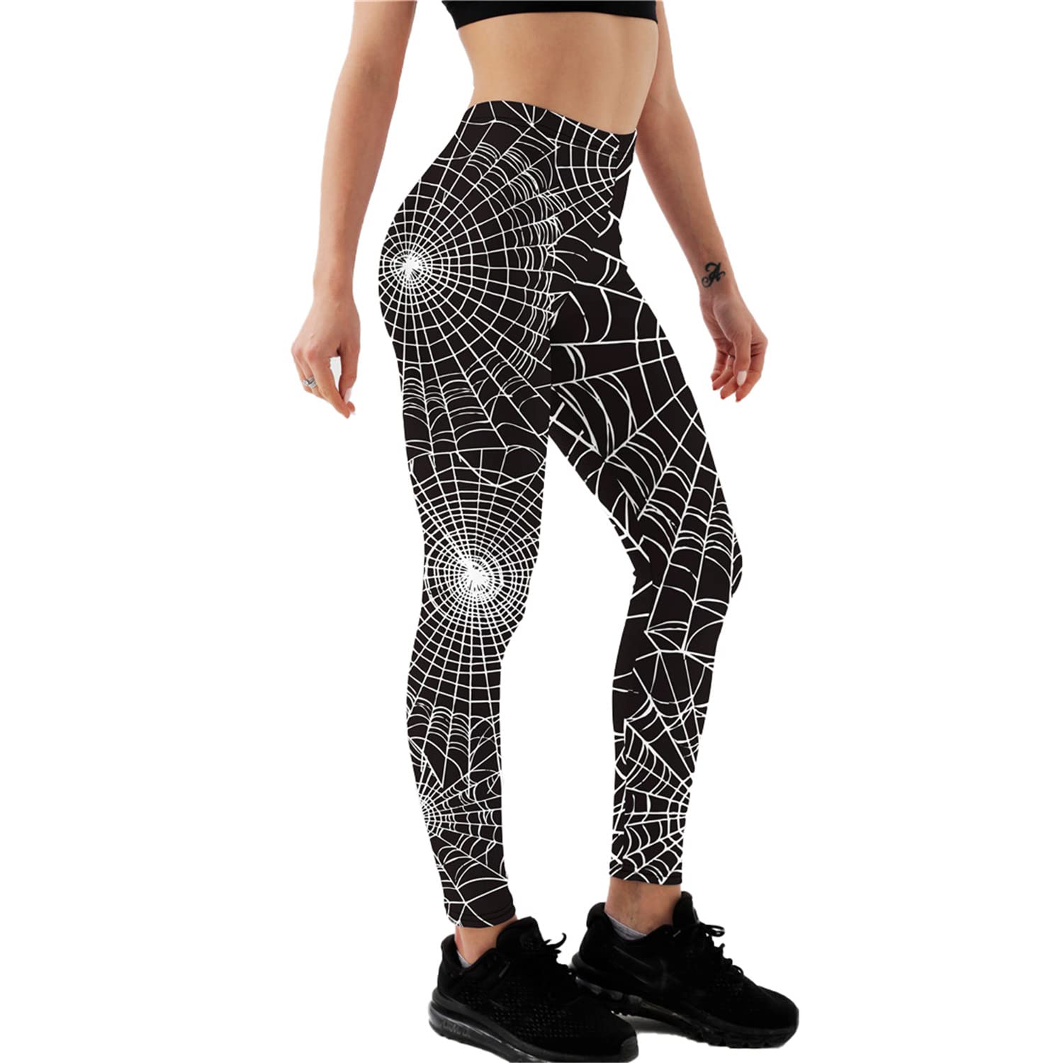 Nude Feeling Printed Leggings for Women - High Waist Yoga Pants for Running, Workout & Fitness - Skinny Stretch Long Slacks for Gym, Lounge & Everyday Wear