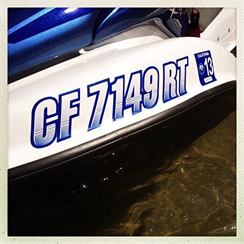 STIFFIE Techtron Sky Blue/Purple 3 Inch Boat & PWC Registration Numbers Decals - Durable Vinyl Letter Stickers for Watercraft, Jet Ski, Kayak & Marine Vessel Identification