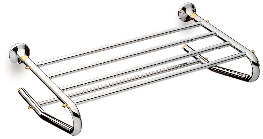 Polished Chrome & Gold Towel Shelf - Hotel Style Bathroom Organizer - Filigrana Collection for Spa, Luxury Bathroom & Home Decor