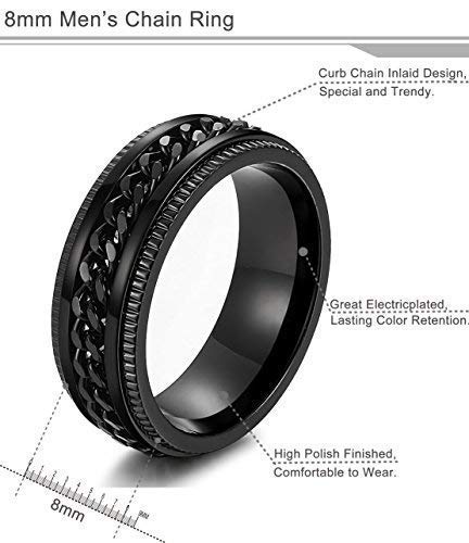 Yellow Stainless Steel Chime Rings for Men & Boys | Durable Black Chain Rings | Anniversary & Birthday Gift for Husband | Perfect for Casual Wear, Parties & Special Occasions