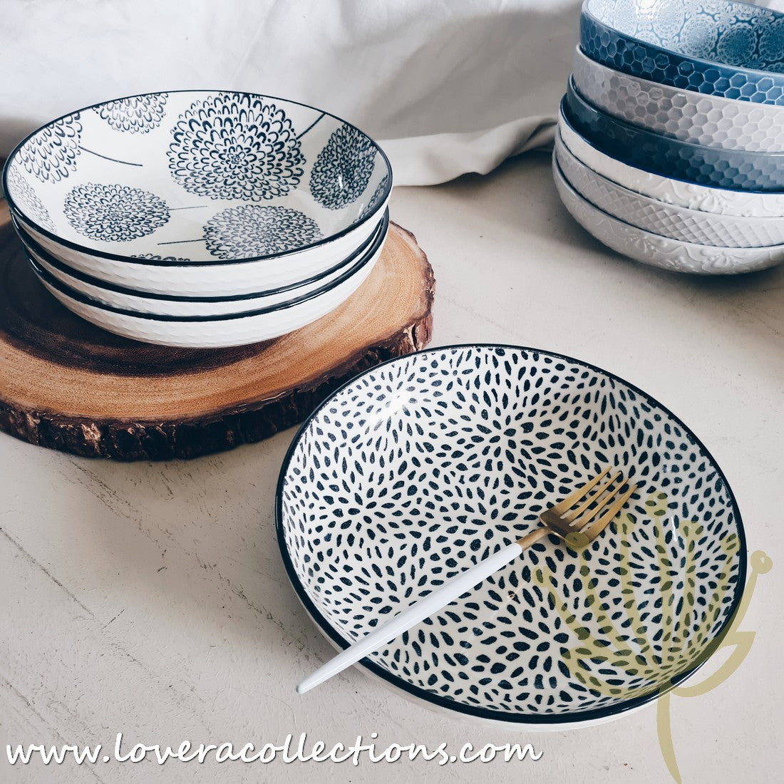 White Waves Assorted Prints Pasta Dish Set - 50% Off + Buy 1 Get 1 Free - Perfect for Dinner Parties & Italian-Themed Decor