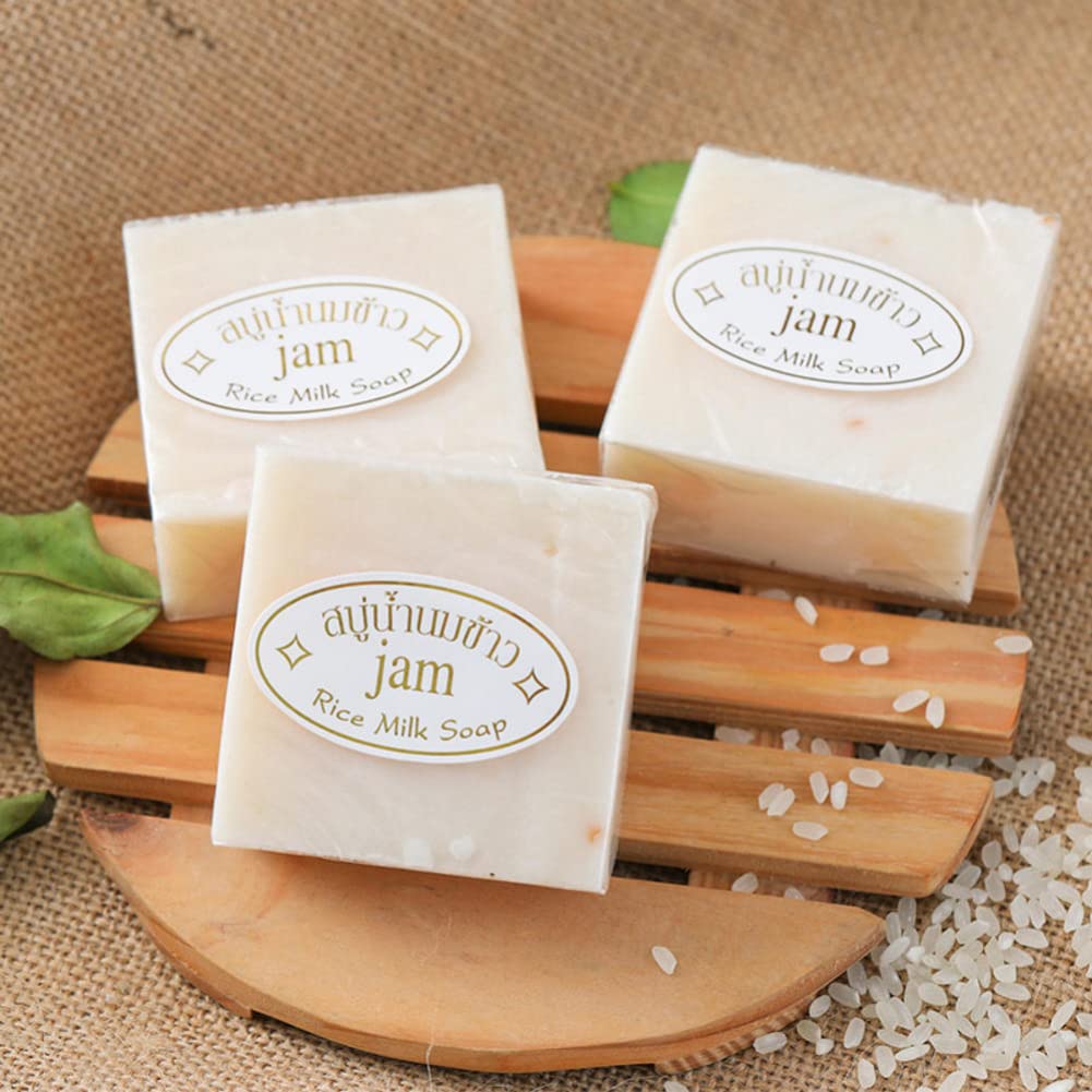 3-Pack Rice Milk Soap Bar for Face & Body - Natural Whitening & Brightening Soap for Dark Skin, Deep Cleansing & Moisturizing - Perfect for Daily Skincare & Gift Sets