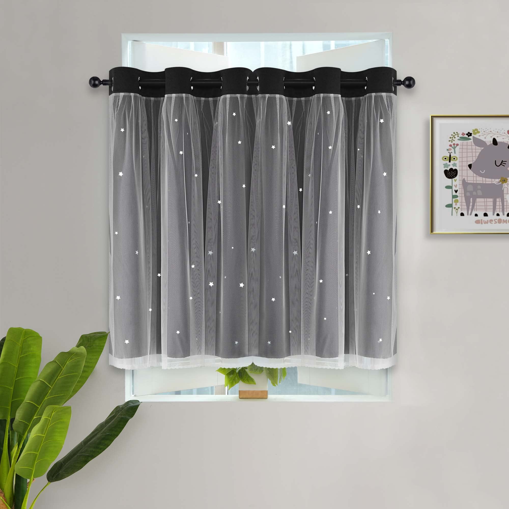 Kinryb Blackout Curtains for Kids Room - Thermal Insulated Short Window Drapes, 42