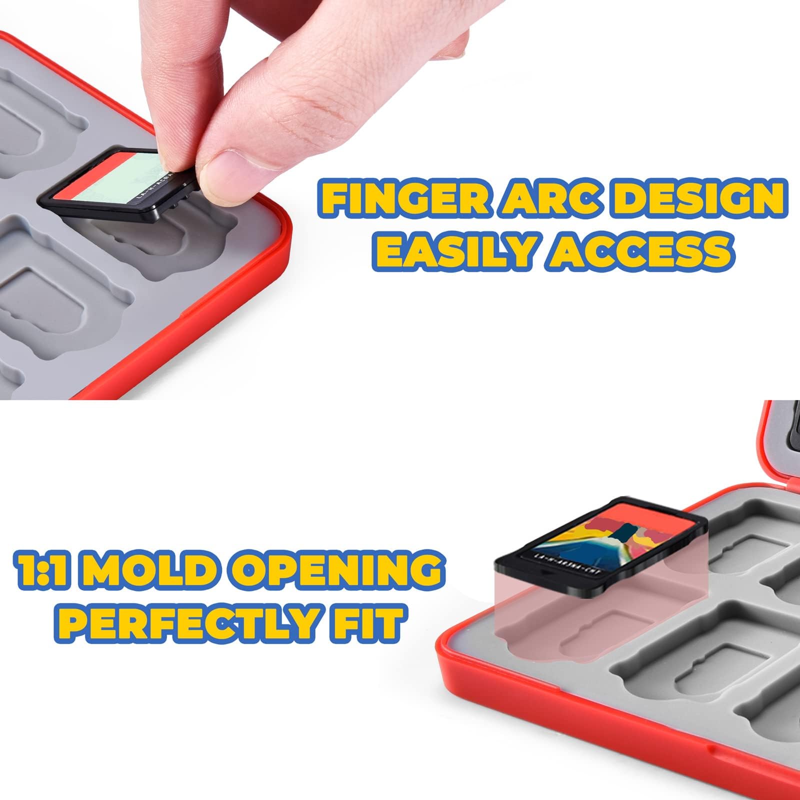 FUNLAB Switch Game Case Holder - Compatible with Nintendo Switch Games & Micro SD Cards - 24 Game Card Storage Organizer - Red - Perfect for Travel & Gaming Storage Organization