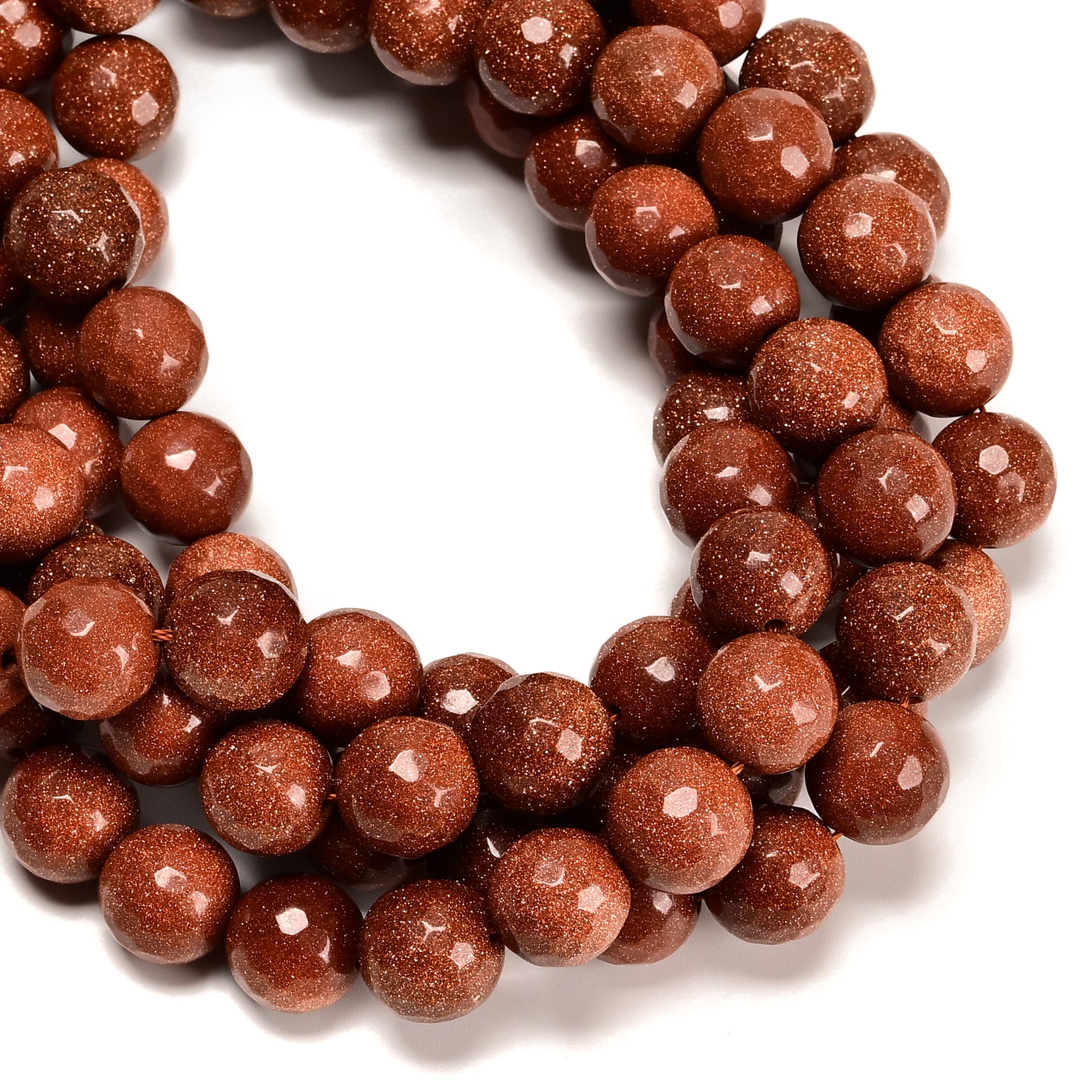 18mm 20mm 15.5mm Gold Sandstone Faceted Round Beads Strand - DIY Jewelry Making, Bracelet & Necklace Craft Supplies