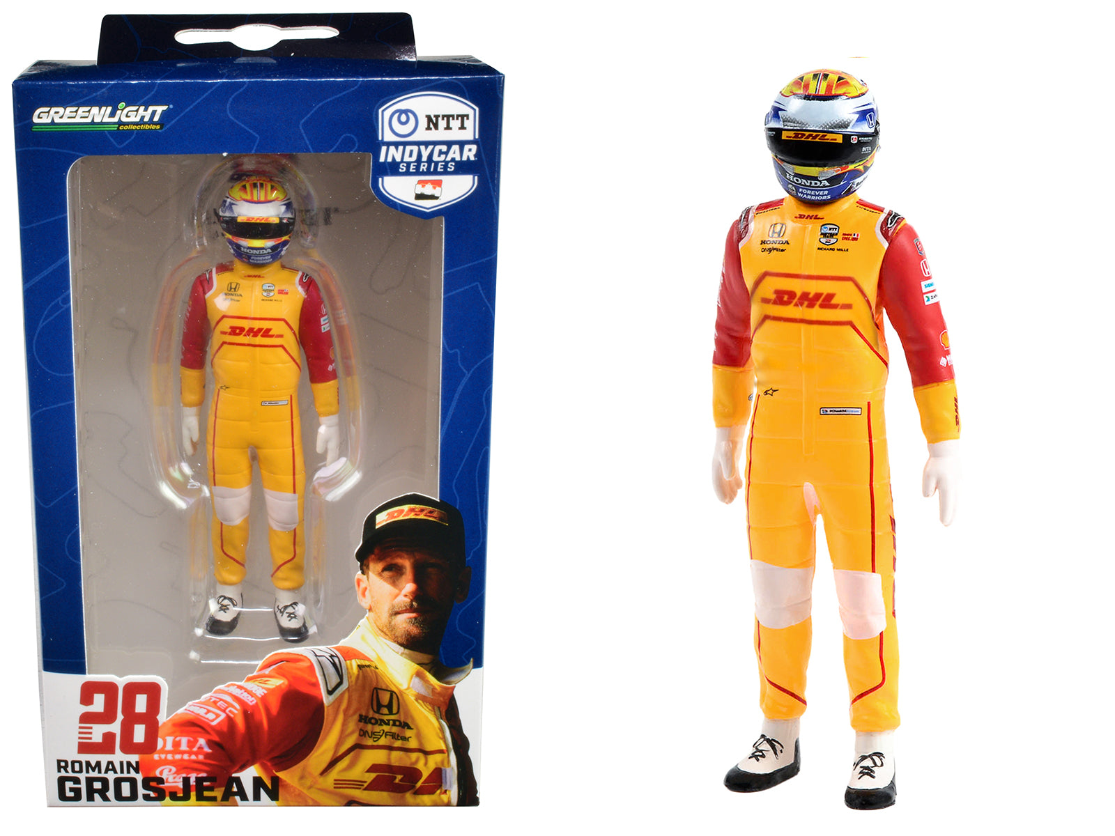 1/18 Scale Greenlight NTT IndyCar Series #28 Romain Grosjean DHL Andretti Autosport Diecast Model Car - Collectible Racing Memorabilia for Display & Gifts