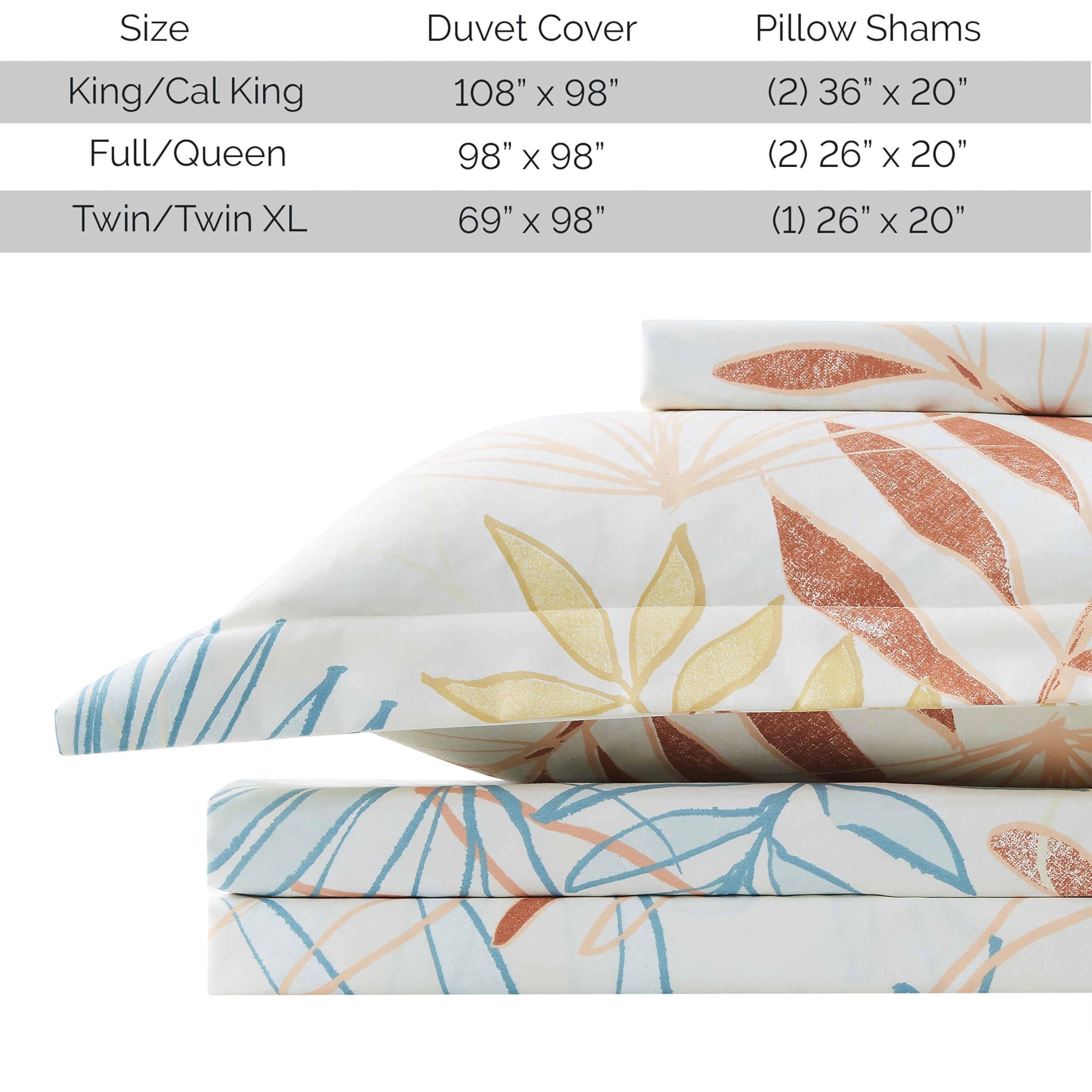 SouthShore FINE LIVING Tropic Leaf Collection - Premium Soft Wrinkle & Stain Resistant King/California King Duvet Cover Set | Luxury Bedding for Tropical & Coastal Bedroom Decor