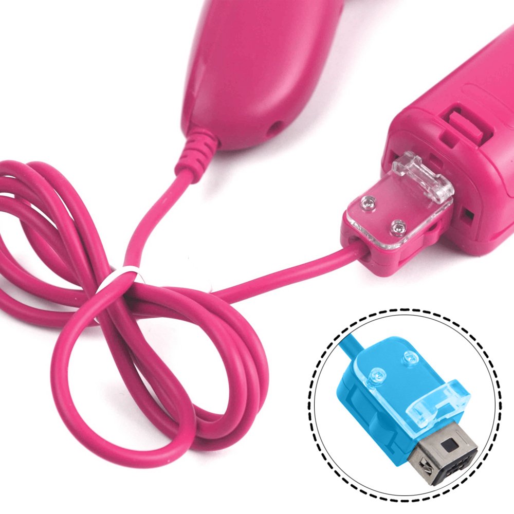 AFUNTA Wii U Nunchuck Controller - 2 Pack Replacement for Wii U Video Game Accessories (Pink) - Perfect for Multiplayer Gaming and Motion Control Fun
