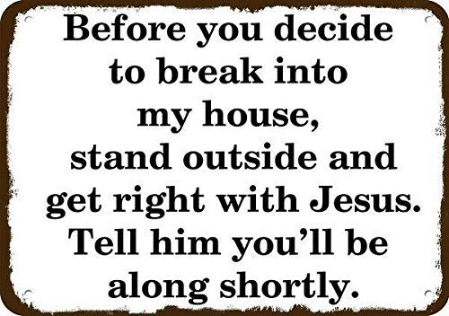 Funny Vintage Metal Sign - Personalized Wall Decor 12x8 Inch for Home Security & Humor