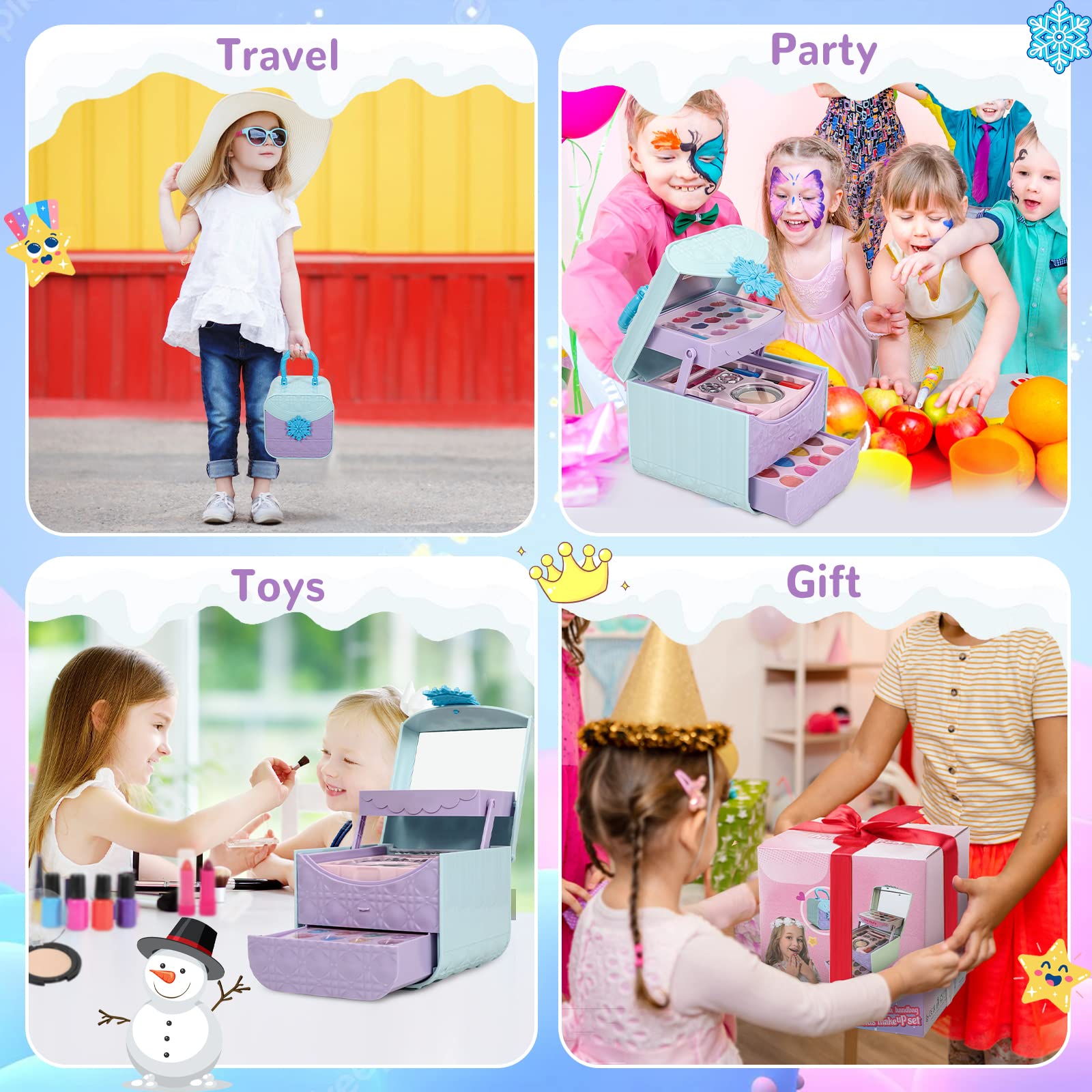 **45-Piece Washable Kids Makeup Kit for Girls Ages 4-12 | Non-Toxic & Safe | Perfect for Birthday, Halloween & Pretend Play | Toddler Girl Toys**