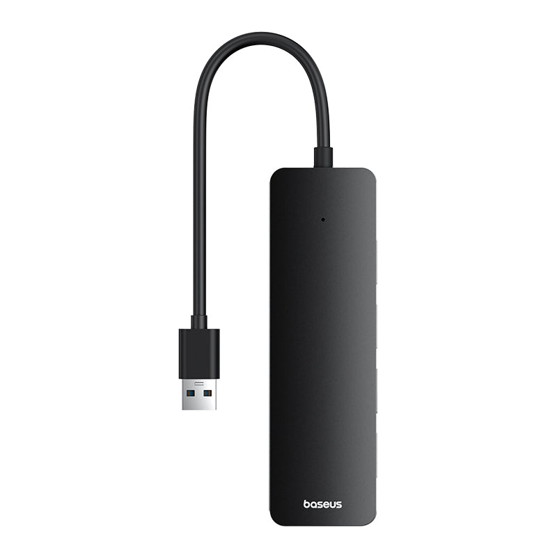 Baseus UltraJoy Series 15cm USB A to USB 3.0 Hub Adapter (4 Ports) - Black - Perfect for Laptop, PC, Gaming & Office Workspace Setup