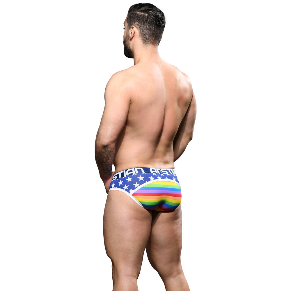 Andrew Christian Almost Naked Star Pride Brief - Ultra Soft Men's Underwear for Comfort & Style - Perfect for Gym, Lounge & Everyday Wear