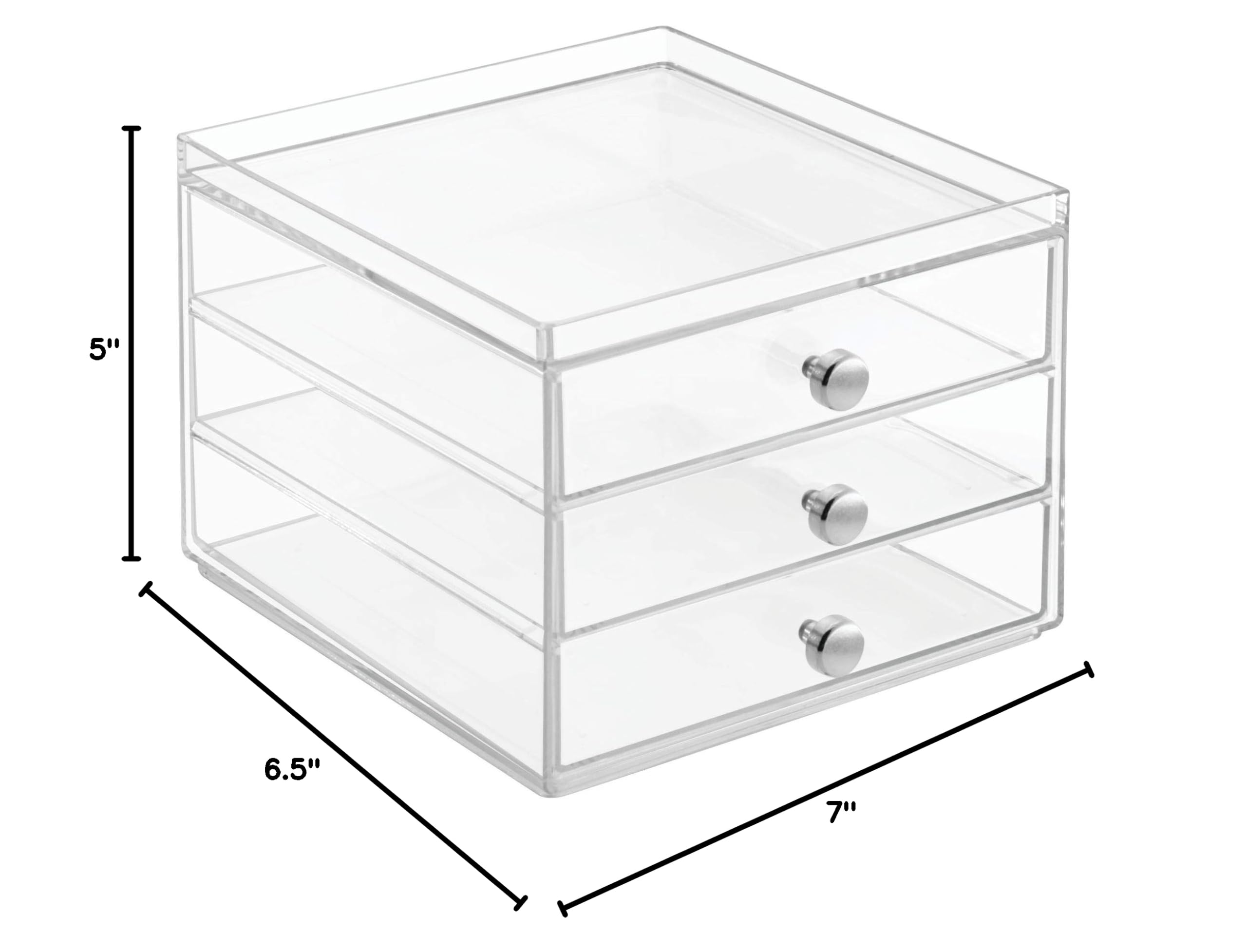 iDesign 3-Tier Plastic Vanity Organizer - Slim Cosmetic Storage Drawers for Makeup, Hair Care & Dental Supplies - Compact Bathroom, Dorm & Desk Organizer (6.5