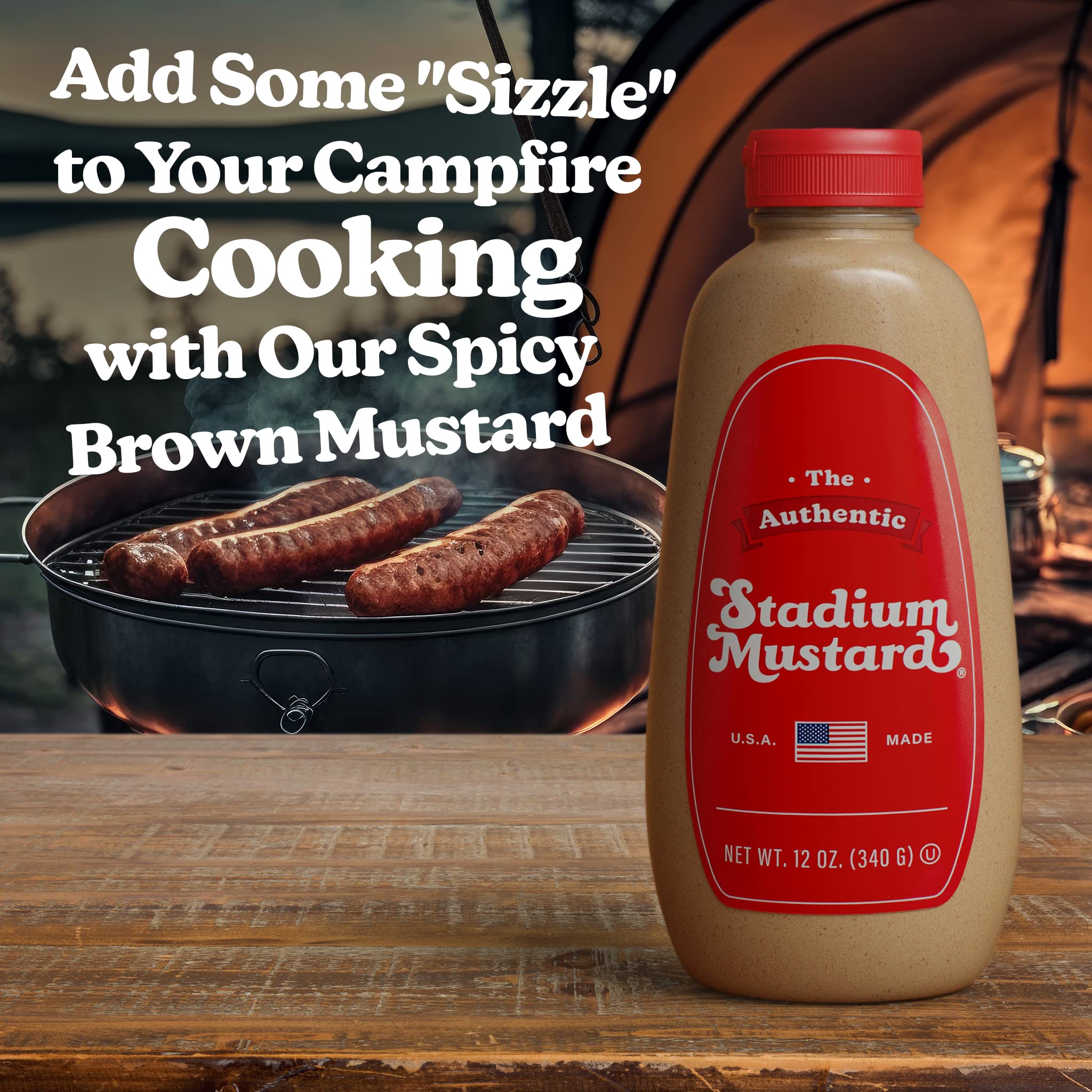 Authentic Stadium Mustard - Classic Hot Dog & Hamburger Condiment | Gluten Free, Sugar Free, Kosher, Fat Free | 12oz (Pack of 3) | Perfect for BBQs, Picnics & Game Day Snacks