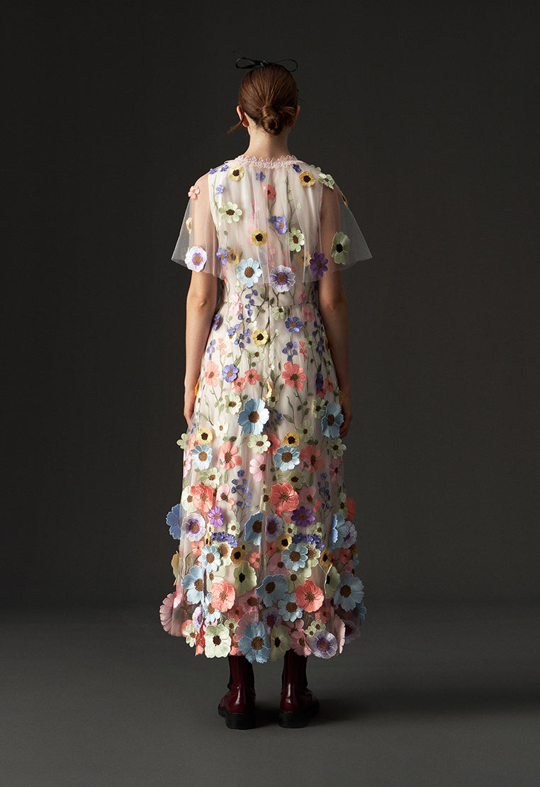Elegant Light Pink Floral Embroidered Maxi Dress for Women - Perfect for Weddings, Parties & Special Occasions