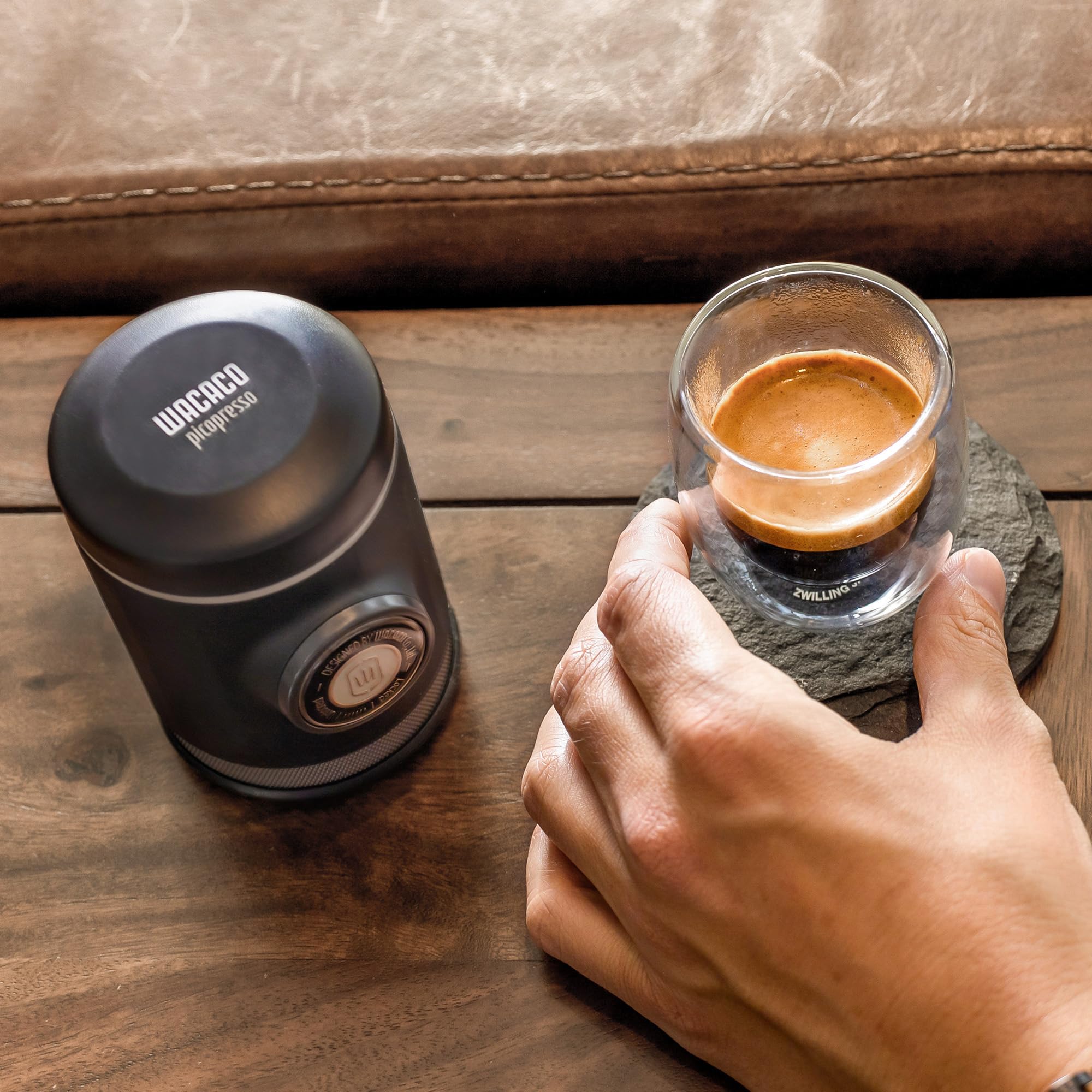 WACACO Picopresso Portable Espresso Maker with Protective Case - Professional Manual Coffee Machine for Travel, Ultra-Fine Grind Compatible | Perfect for Camping, Hiking & Outdoor Adventures