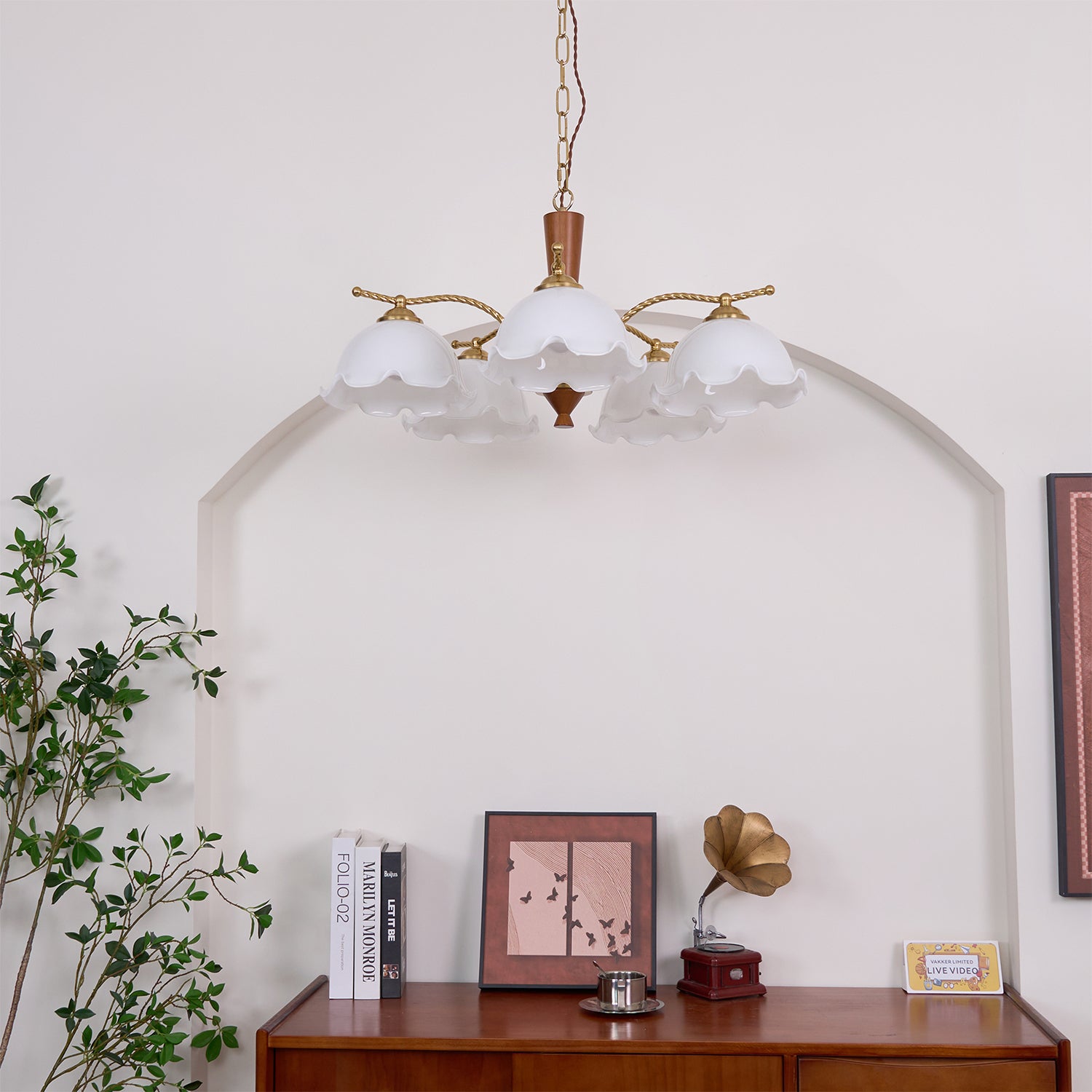 Elegant Milky Flower Chandelier - Crystal Ceiling Light Fixture for Dining Room, Bedroom & Living Room Decor
