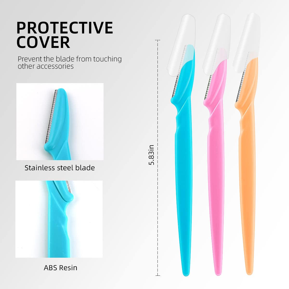 24 Pack Women's Eyebrow Razors - Facial Hair Trimmer & Dermaplaning Tool with Safety Cover, Multipurpose Exfoliating Shaver for Precise Shaping - Perfect for Eyebrow Grooming, Peach Fuzz Removal & At-Home Spa Treatments (Also Great for Men)