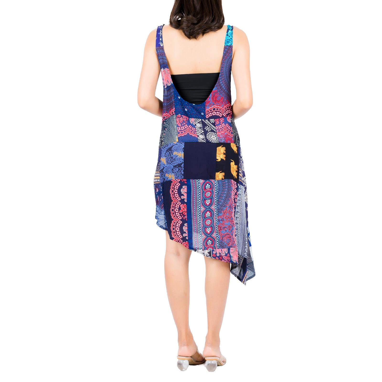 LOFBAZ Women's Patch Tunic Summer Dress - Casual Sleeveless Beach Cover Up for Vacation, Pool Party & Outdoor Activities