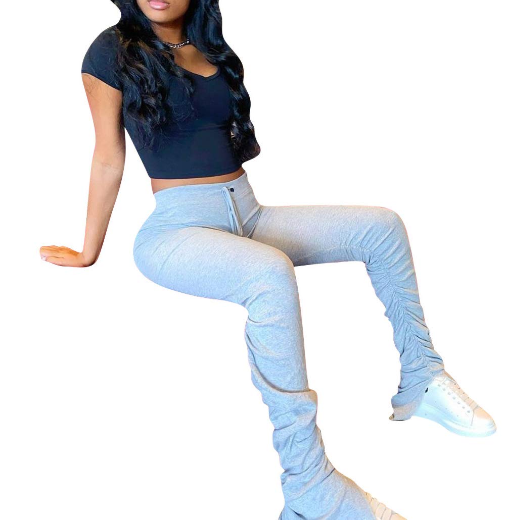 Women's High Waist Yoga Pants - Long Workout Joggers for Running, Gym & Lounge - Stretchy Athletic Sweatpants with Stacked Leg Design - Perfect for Yoga, Pilates & Casual Wear