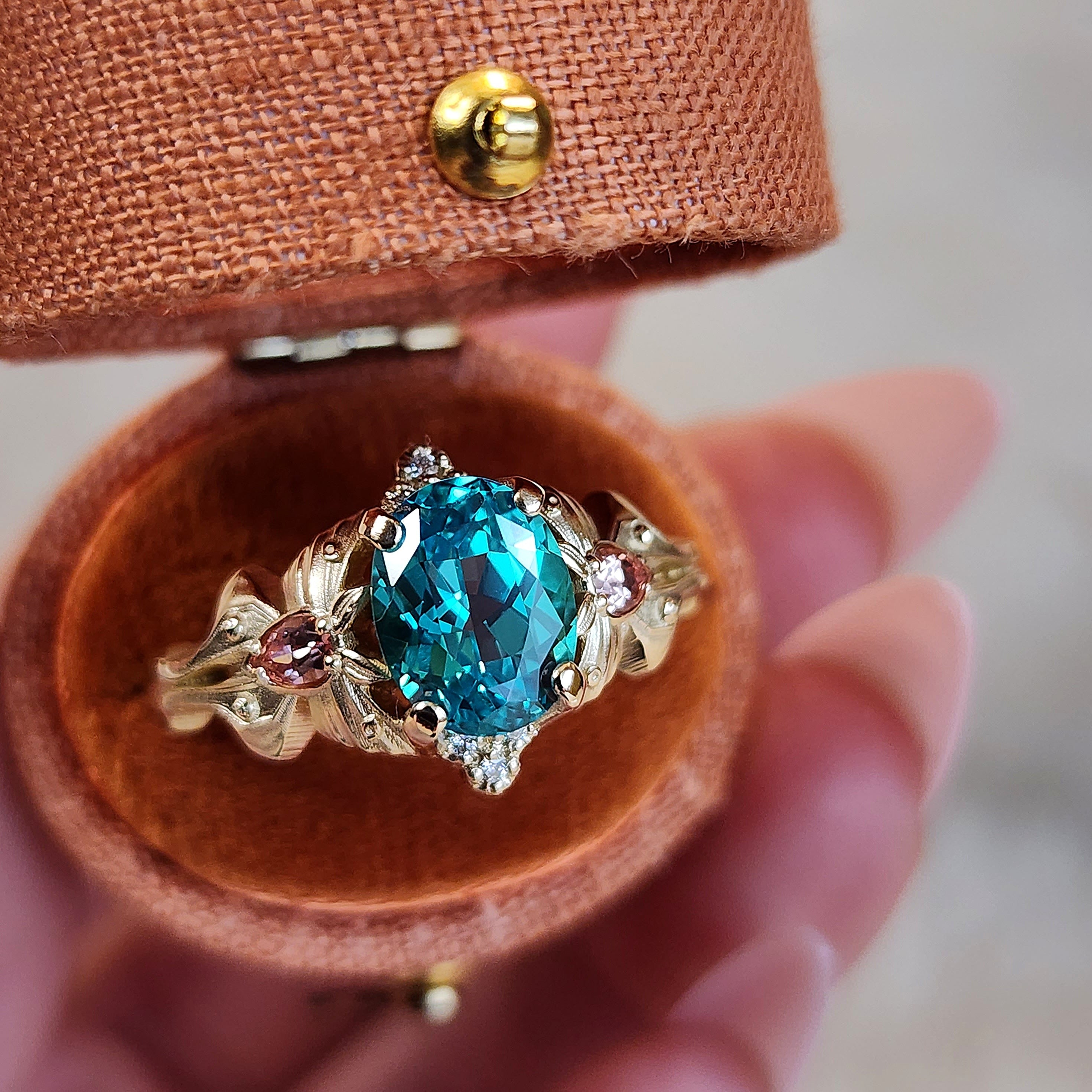 Luna Moth Engagement Ring Setting - Customizable Colored Gem Pear Ring for Unique Wedding Jewelry | Perfect for Proposal, Anniversary, and Bridal Gift