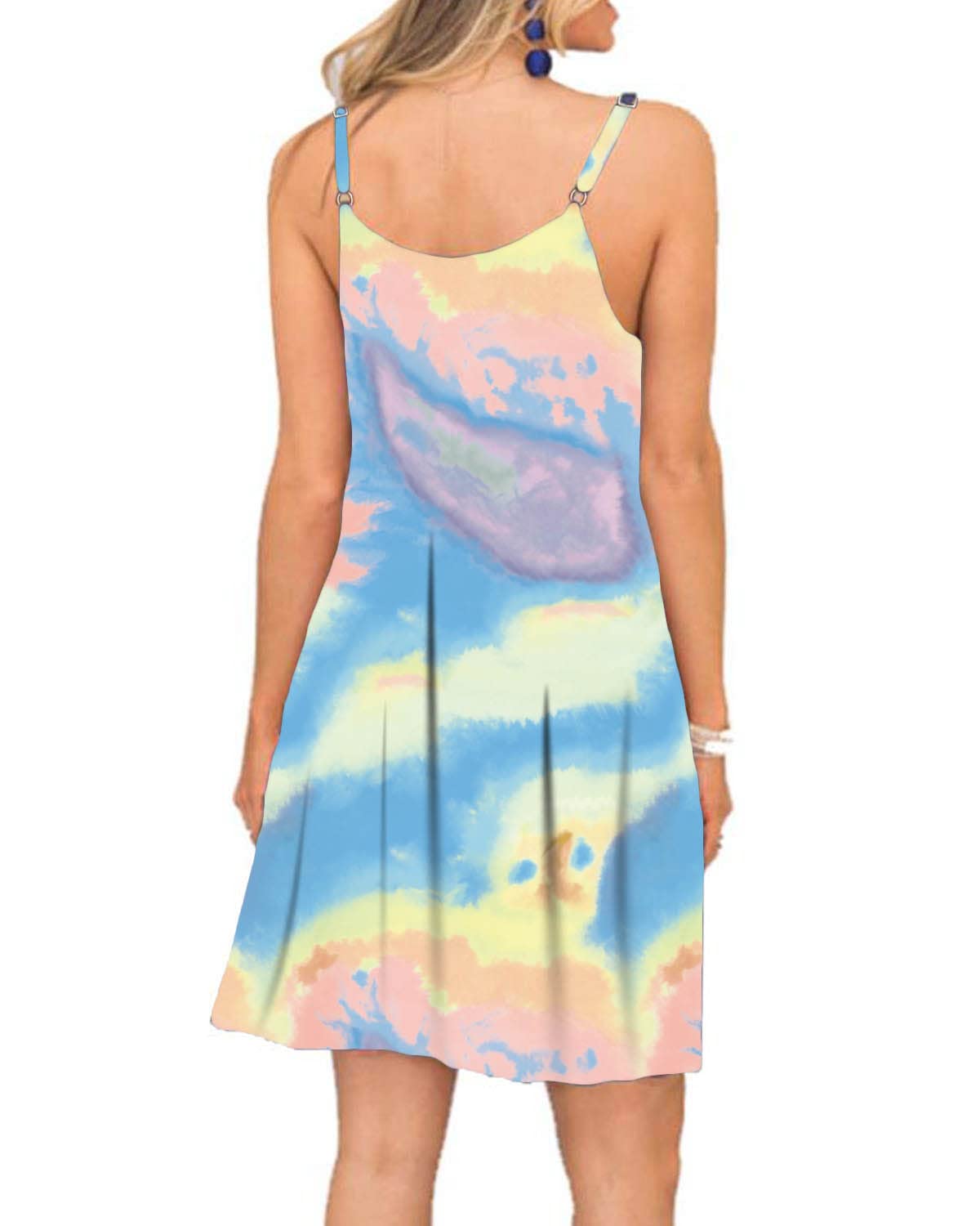 BEUFRI Women's Summer Spaghetti Strap Casual Swing Tank Dress with Pockets - Beach Cover Up, Poolside Lounge, Vacation Outfit, Boho Chic Sundress
