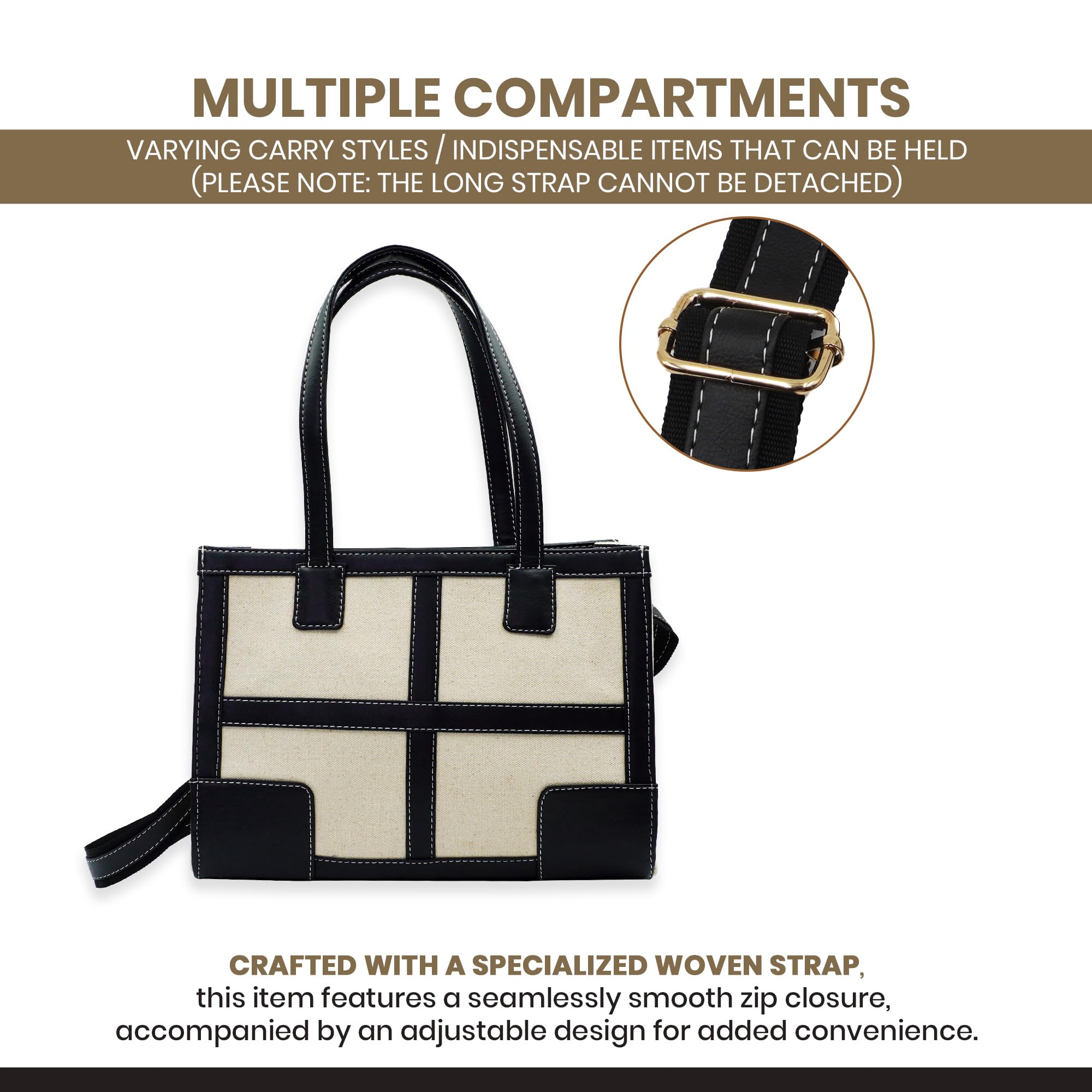 Stylish 12 Inch Canvas Tote Bag with Front Pocket - Women's Work Shoulder Bag for Office, College & Travel | Durable Casual Handbag & Small Briefcase | Perfect for Business, Commuting & Campus Life (0059)