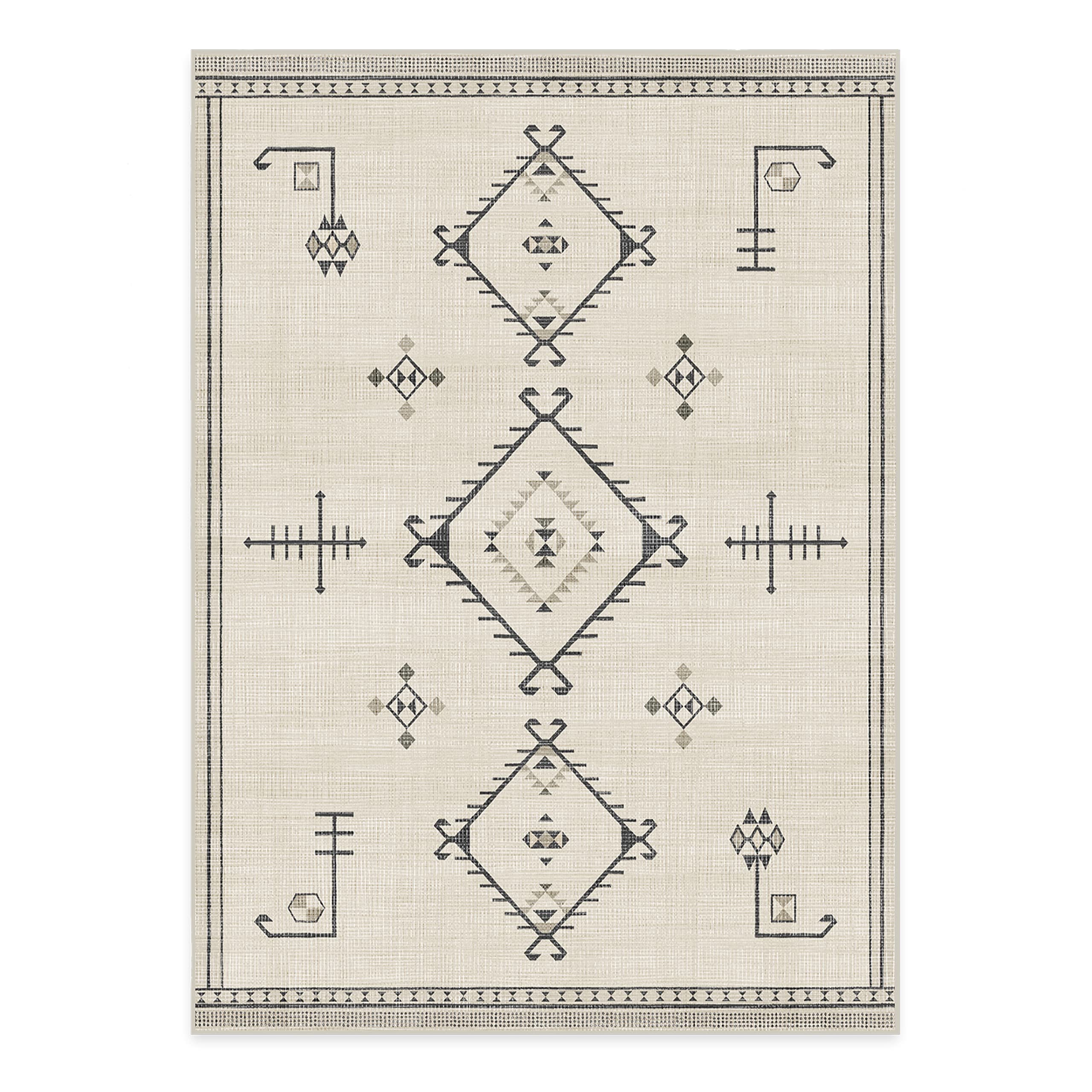 Ruggable Washable 5x7 Area Rug - Damali Black & White | Premium Non-Slip Rug for Living Room, Bedroom, Kitchen, Office & Classroom | Perfect for High Traffic Areas & Pet-Friendly Homes