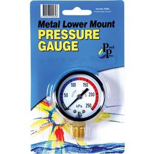 PoolPro Liquid Filled Metal Lower Mount Pressure Gauge - Accurate Water Pressure Measurement for Swimming Pools, Hot Tubs, and Filtration Systems
