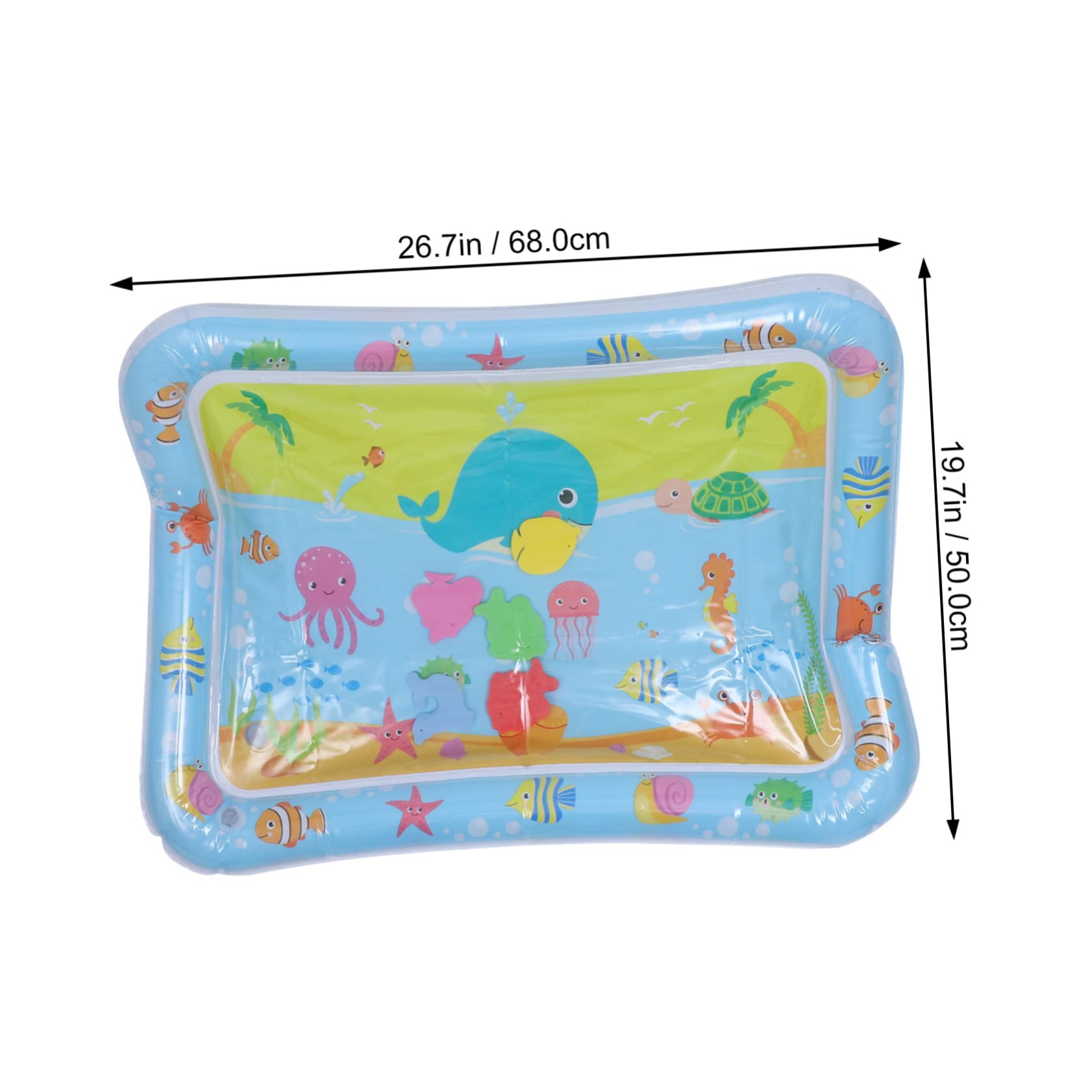 CIMAXIC 2 Pack Baby Tummy Time Water Play Mat - Blue Ocean Themed Sensory Activity Mat for Infants & Toddlers | Safe BPA-Free Plastic for Crawling, Learning & Developmental Play
