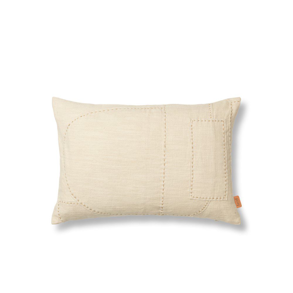 FERM LIVING Darn Cushion - Natural Rectangular Throw Pillow Cover for Sofa, Bed & Home Decor - Boho Chic Living Room & Bedroom Accent