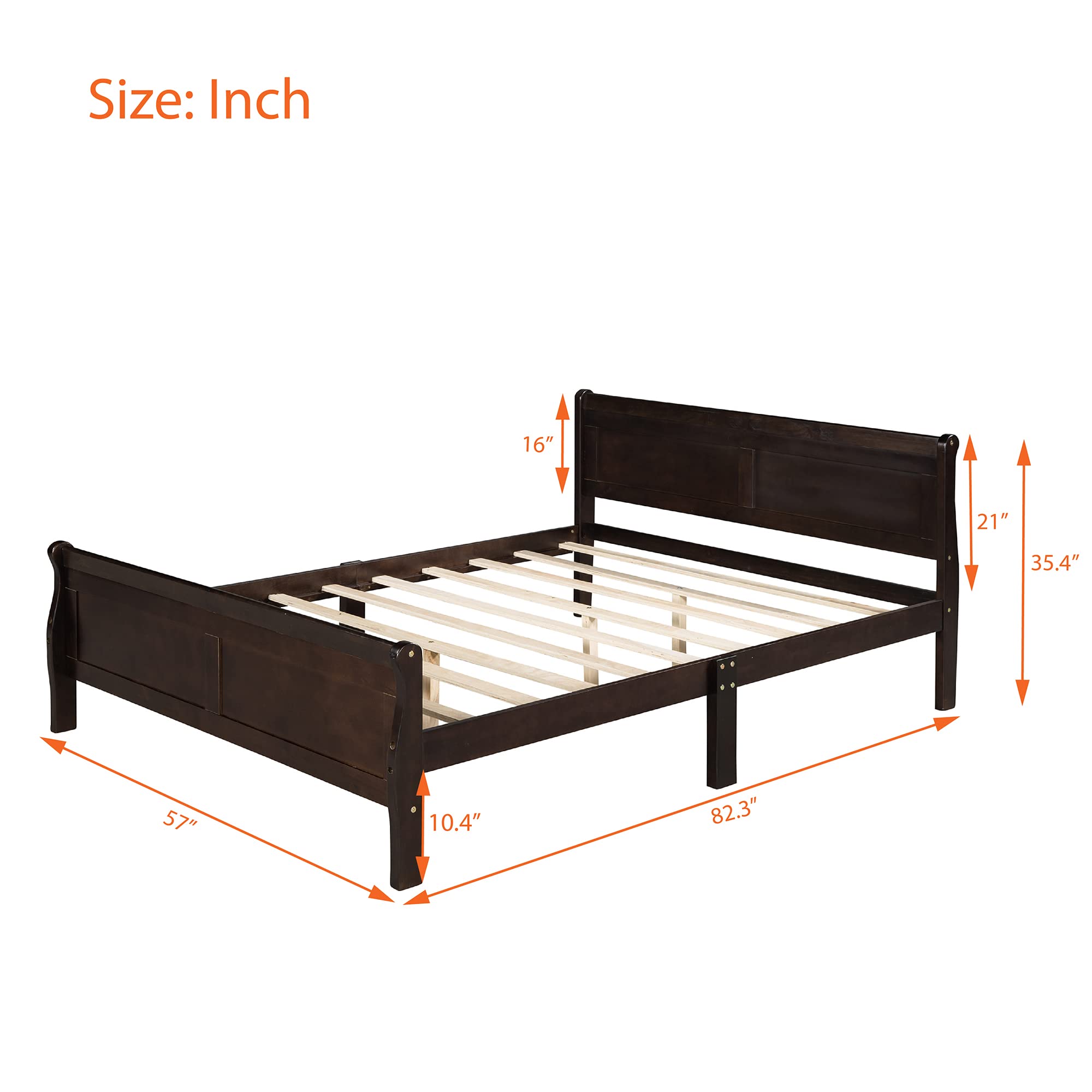 Harper & Bright Designs Full Size Wooden Bed Frame with Headboard & Footboard - Sturdy Platform Bed for Kids, No Box Spring Needed, Espresso Finish - Perfect for Boys & Girls Bedrooms, Dorm Rooms, and Guest Rooms