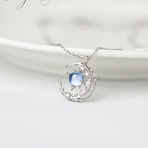 Sparkling Zircon Crystal Necklace for Women - Blue Starry Sky Galaxy Sun Moon Pendant, Elegant Fashion Jewelry Gift for Her | Perfect for Date Night, Anniversary & Special Occasions