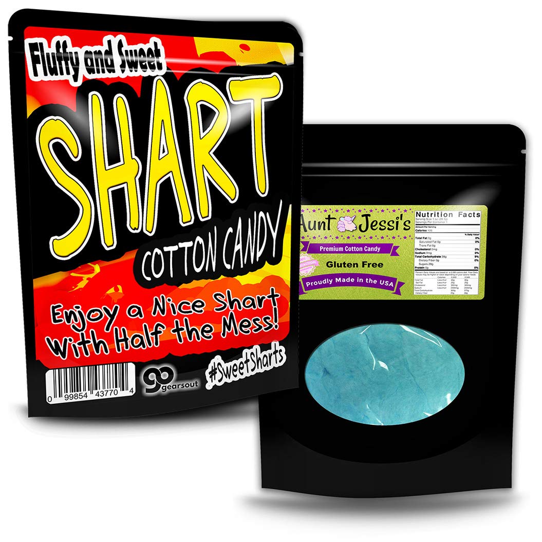 Gears Out Shart Cotton Candy - Fun Novelty Candy for Teens & Kids - Gluten-Free, Blue, Snack-Sized Treat - Perfect for Birthday Parties, Halloween & Gifts