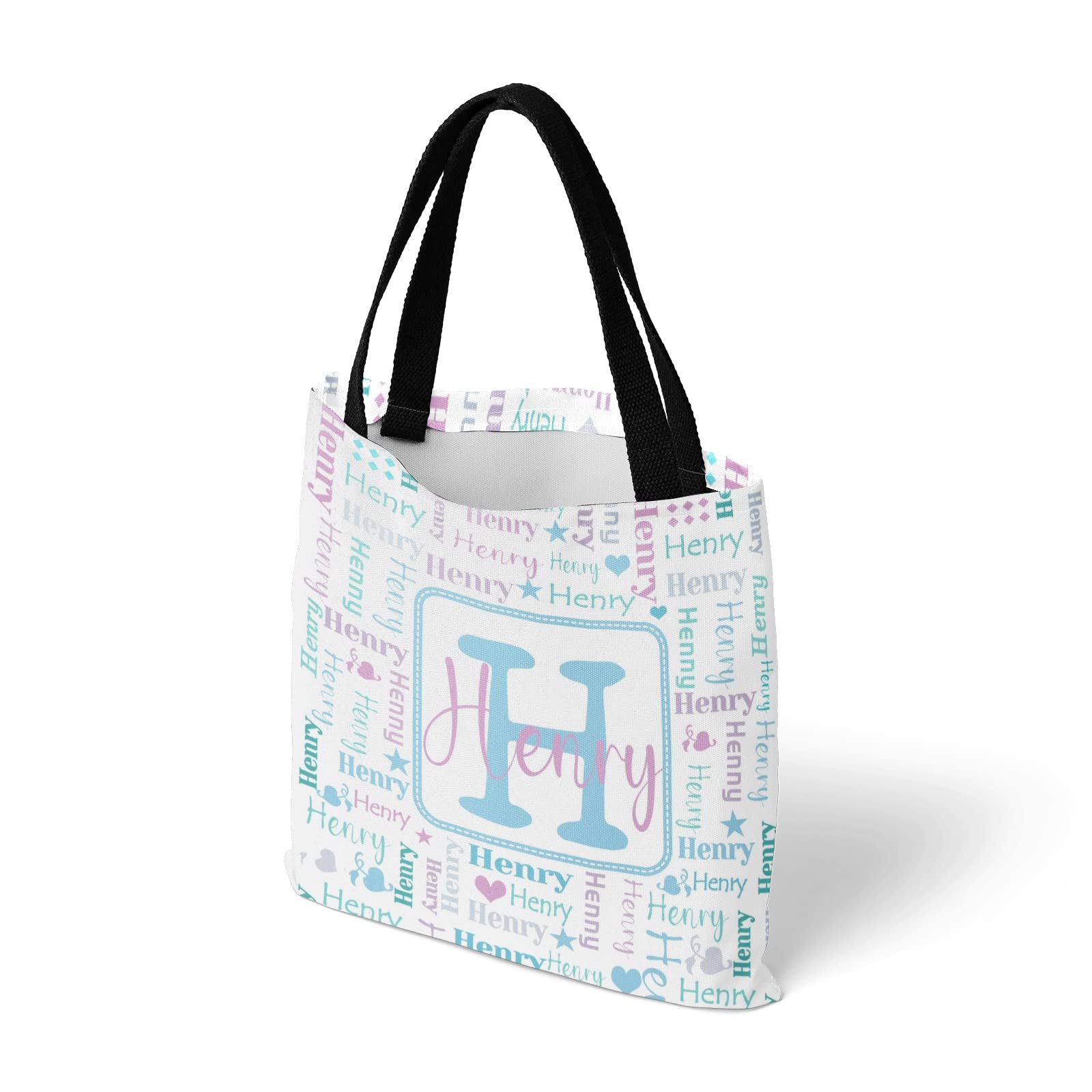 Custom Personalized Tote Bags for Women - Monogrammed Canvas Reusable Shopping Bag with Name - Eco-Friendly Shoulder Handbag for Grocery, Beach, Work & Travel
