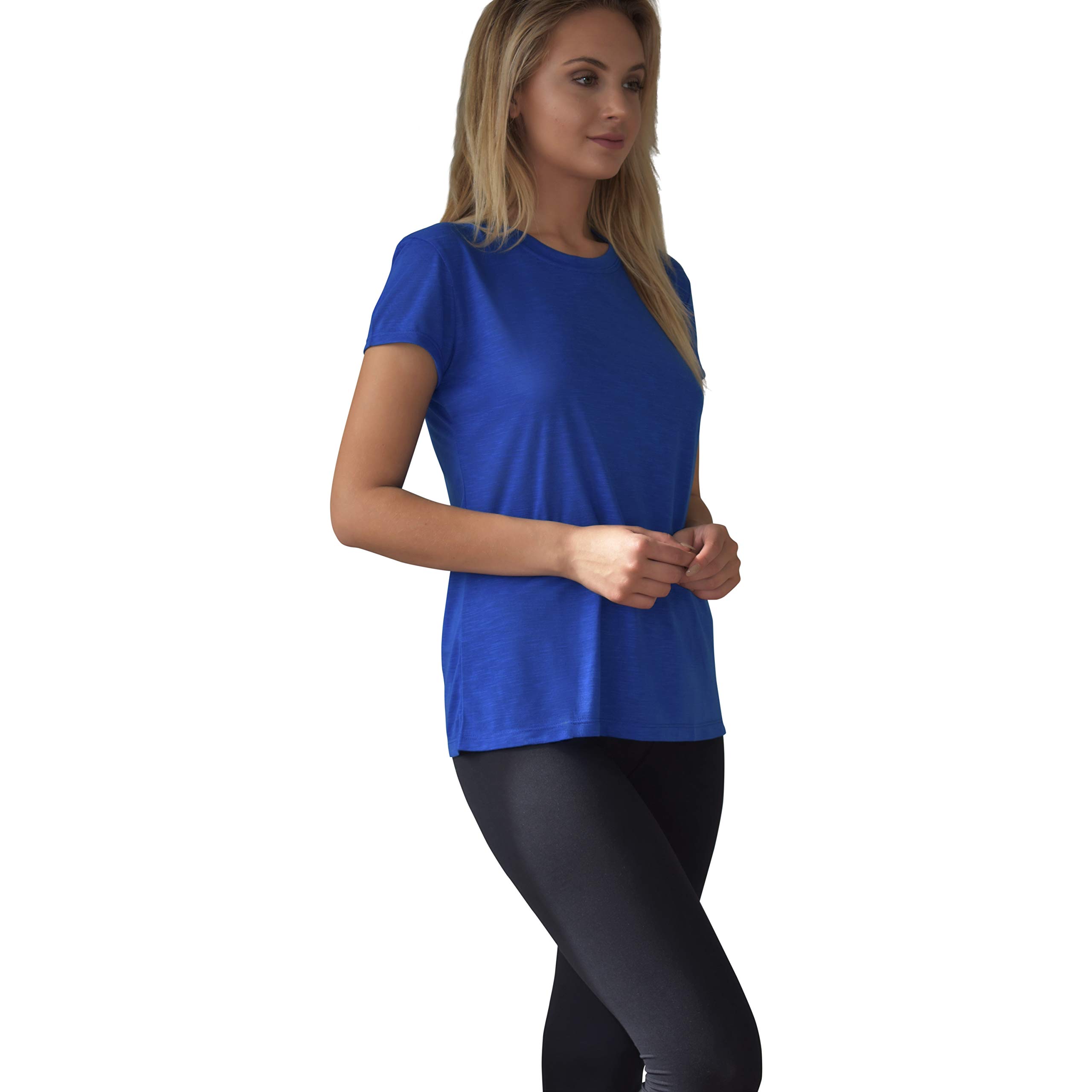 Women's Everyday Flowy Slub Burnout T-Shirt - Soft Casual Crew Neck Tee for Workout, Yoga & Lounge | Multi-Pack & Color Options | Perfect for Gym, Running & Daily Wear