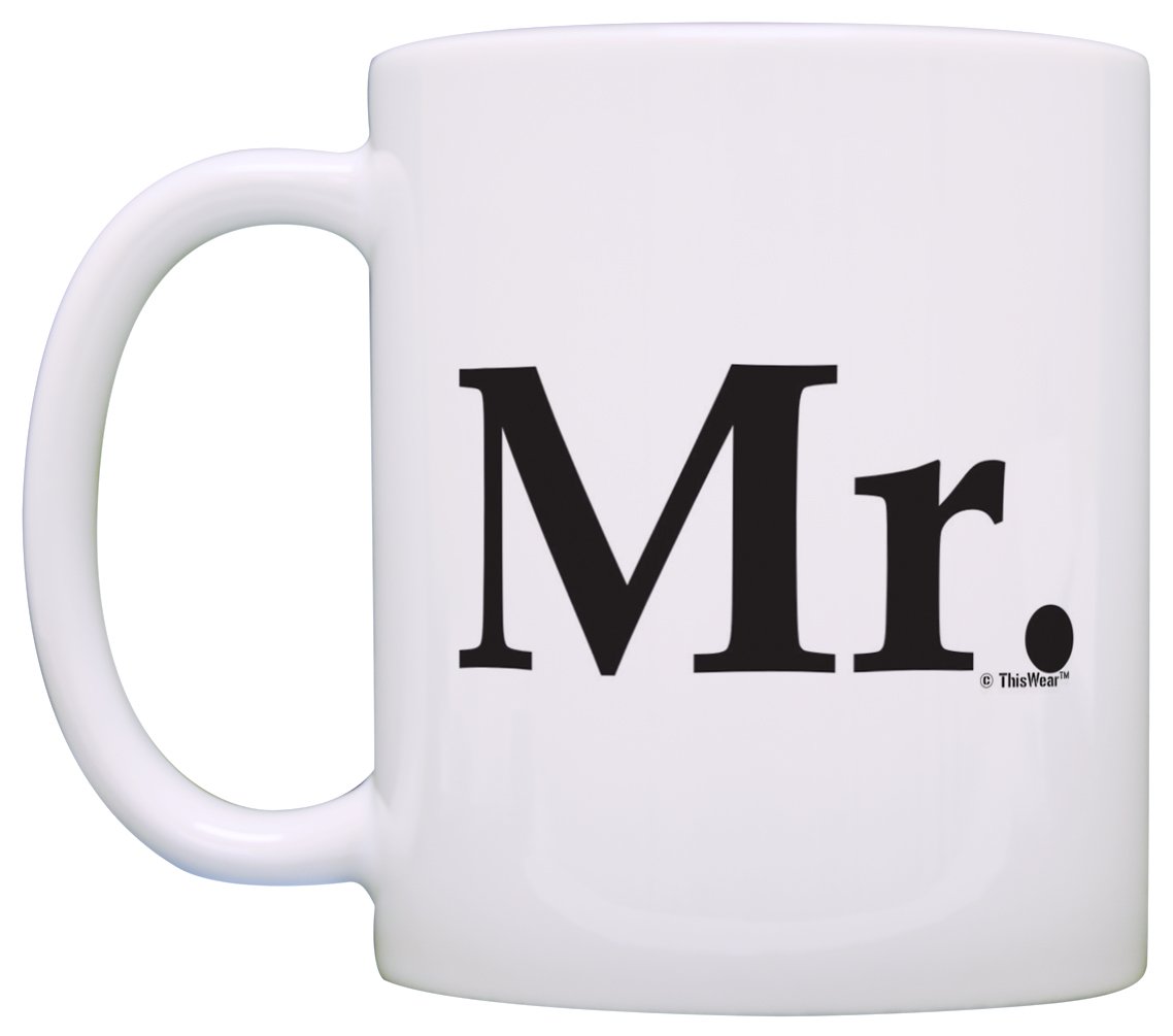 Mr & Mrs Matching Coffee Mugs Set - 2 Pack White Ceramic Tea Cups for Wedding, Bridal Shower & Couples Gift - Perfect for Anniversary, Valentine's Day & Romantic Breakfast in Bed