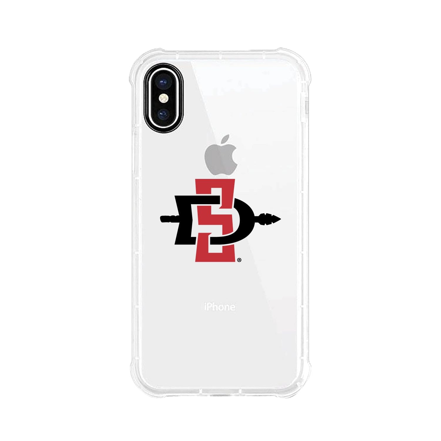 OTM Essentials Rugged Phone Case for iPhone 12/12 Pro - Shockproof Protective Cover with Tough Edge in Classic White | San Diego State University SDSU Themed | Perfect for College Students, Outdoor Activities & Daily Protection