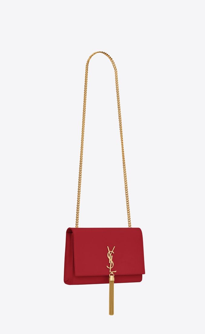 Saint Laurent Medium Kate Tassel Chain Bag in Red Crocodile Leather - Perfect for Evening Events, Parties & Luxury Fashion Accessories