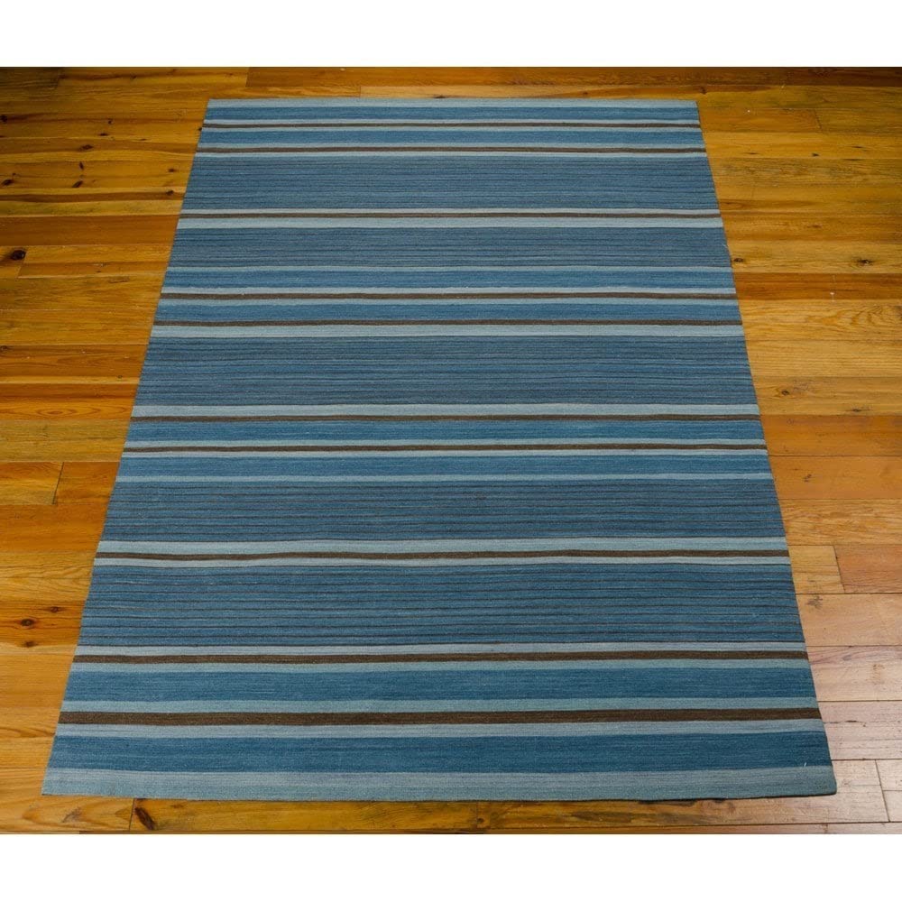 Kathy Ireland Home Griot Striped Turquoise 8' x 10'6