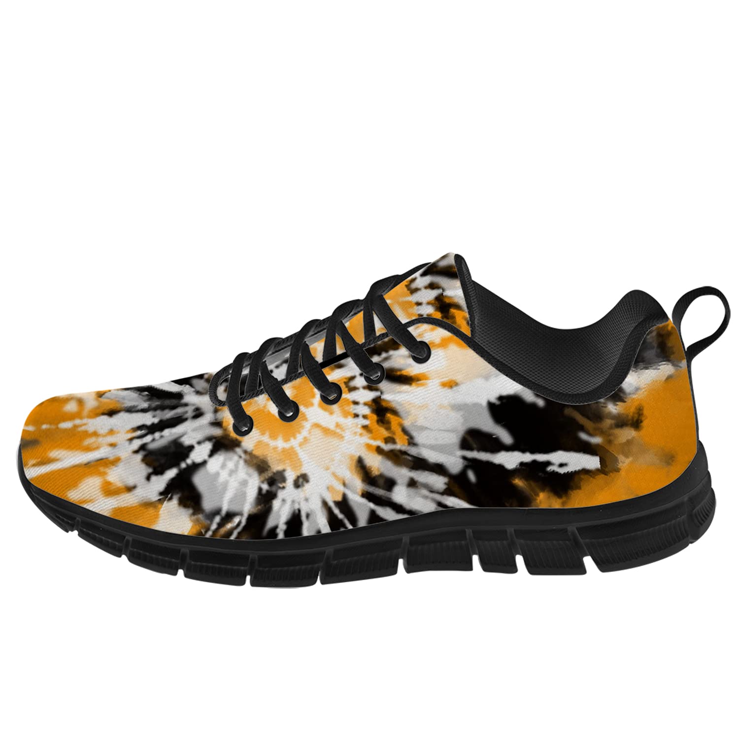 Trendy Yellow Tie Dye Sneakers for Men & Women - Lightweight Breathable Tennis Shoes for Outdoor Activities | Perfect Gift for Her, Mom & Dad | Men's Size 9.5, Women's Size 11 | Ideal for Running, Walking & Casual Wear
