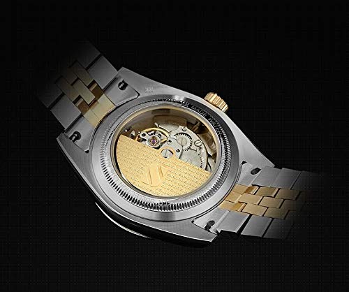 Premium Automatic Men's Watch - Gold Stainless Steel Strap, Waterproof Mechanical Watch with Date Display | Luxury Dress Watch for Business, Formal Events & Everyday Wear