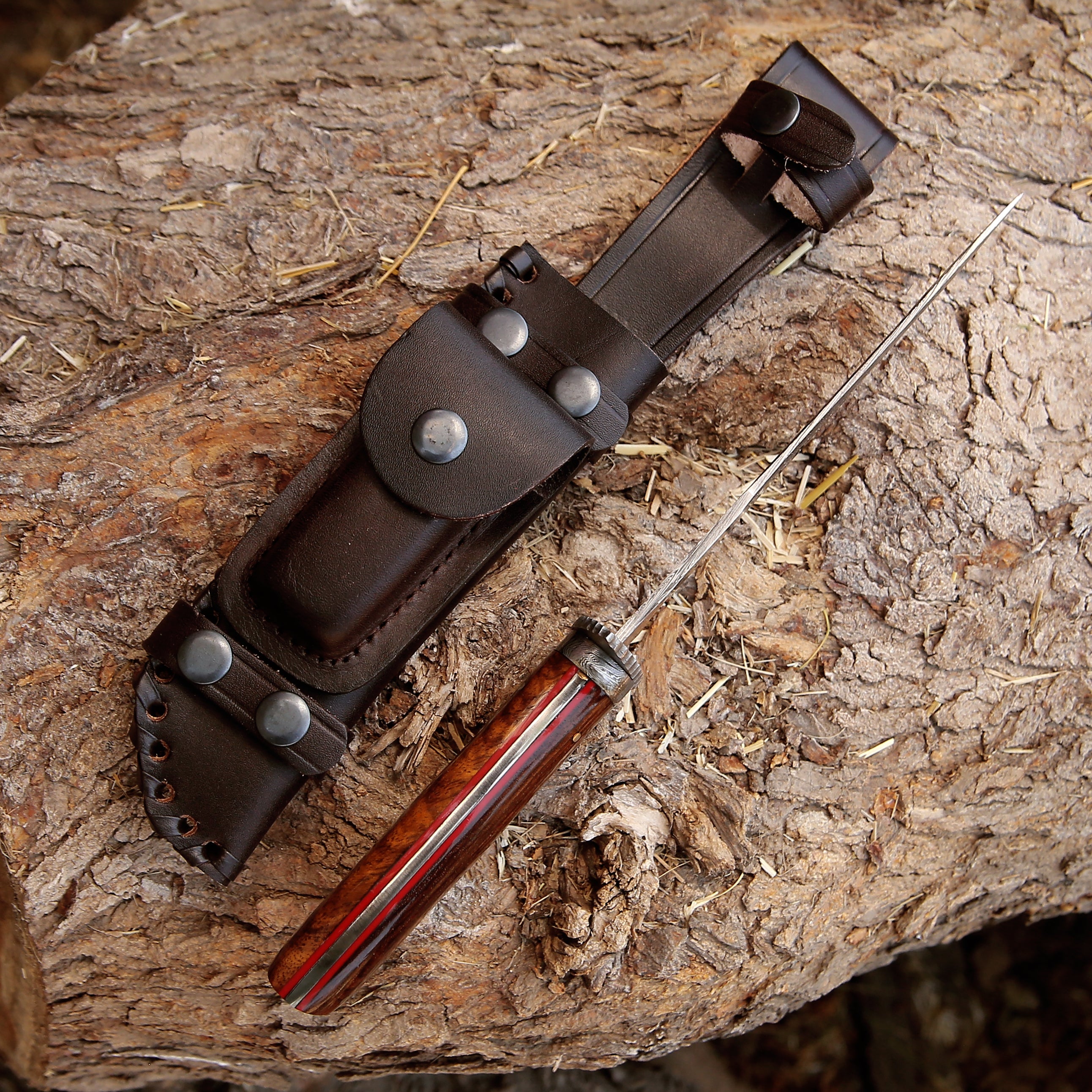 Premium Excelsior Hunting Knife with Exotic Rosewood Handle - Durable Outdoor Survival Tool for Camping, Hunting, and Bushcraft Adventures