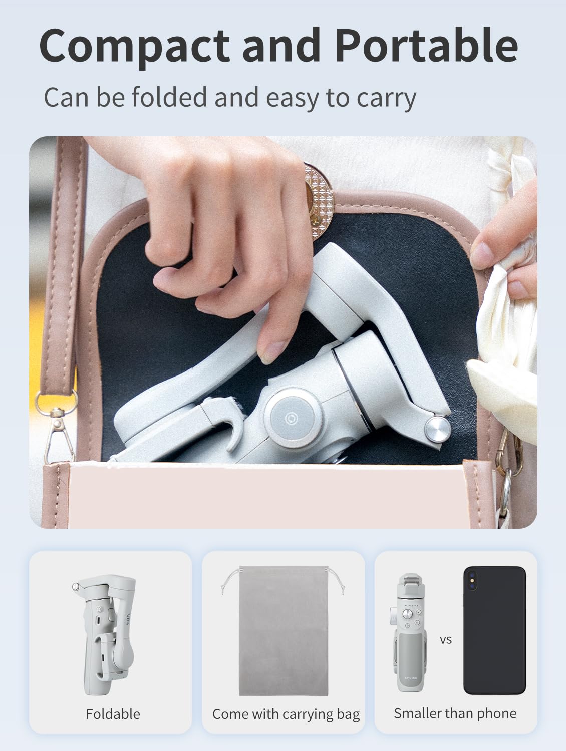 FeiyuTech VB4SE 3-Axis Smartphone Gimbal Stabilizer Kit with LED Light & AI Tracking Module, Storage Case - Perfect for TikTok Reels, YouTube Videos & Vlogging