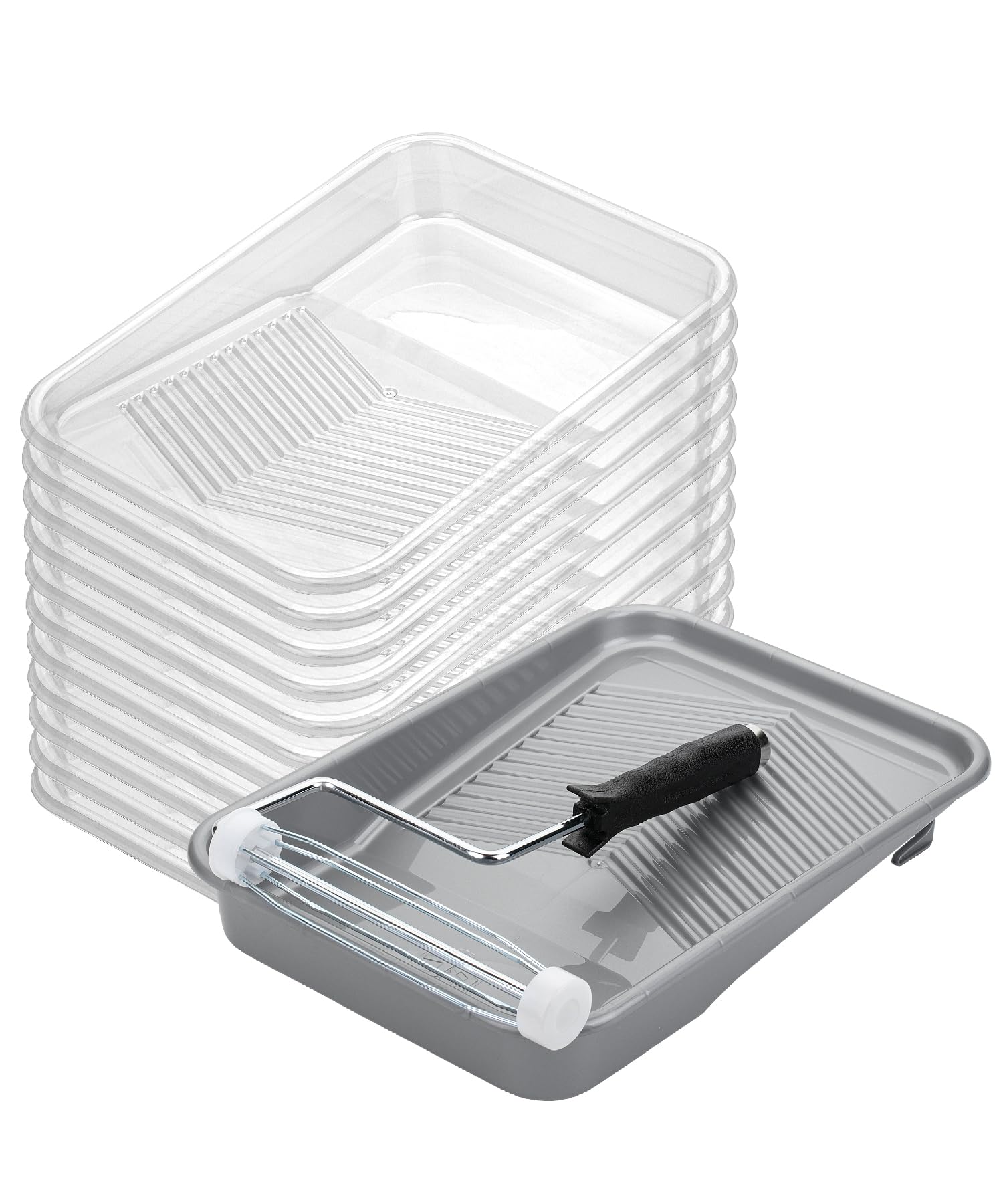 Bates 9-Inch Paint Tray Set - 12 pcs with Liners & Roller Frame for Easy Painting Projects
