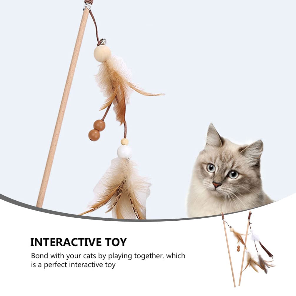 Balacoo 2-Pack Interactive Cat Teaser Wand Toy with Tassel & Wooden Rod - Fun Teasing Stick for Kittens & Adult Cats - Perfect for Playtime, Exercise & Birthday Gifts for Cat Lovers
